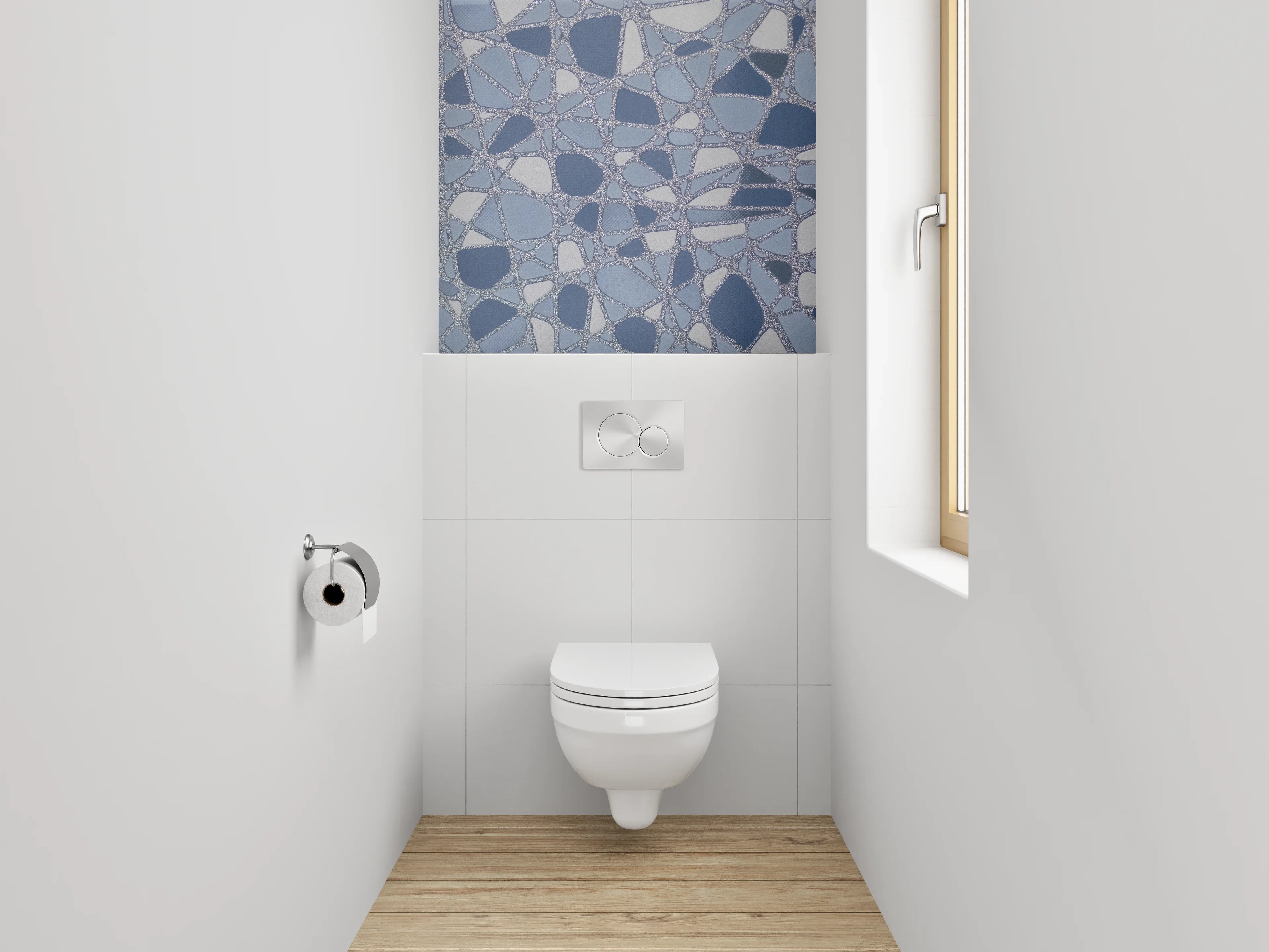 WC-Rückwand - Modernes Mosaik in Blautönen