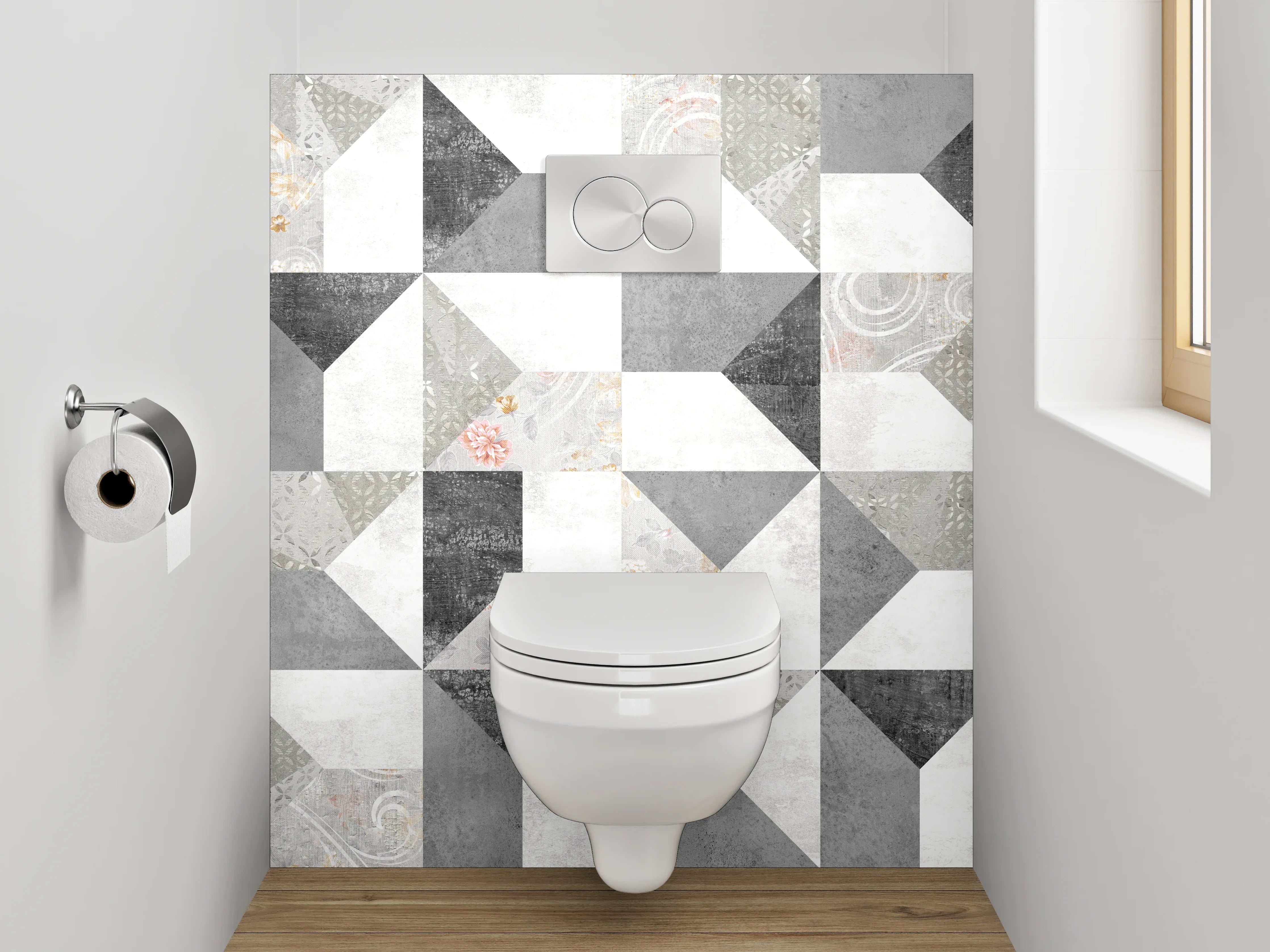 WC-Rückwand - Modernes Mosaik in Schwarz-Weiß