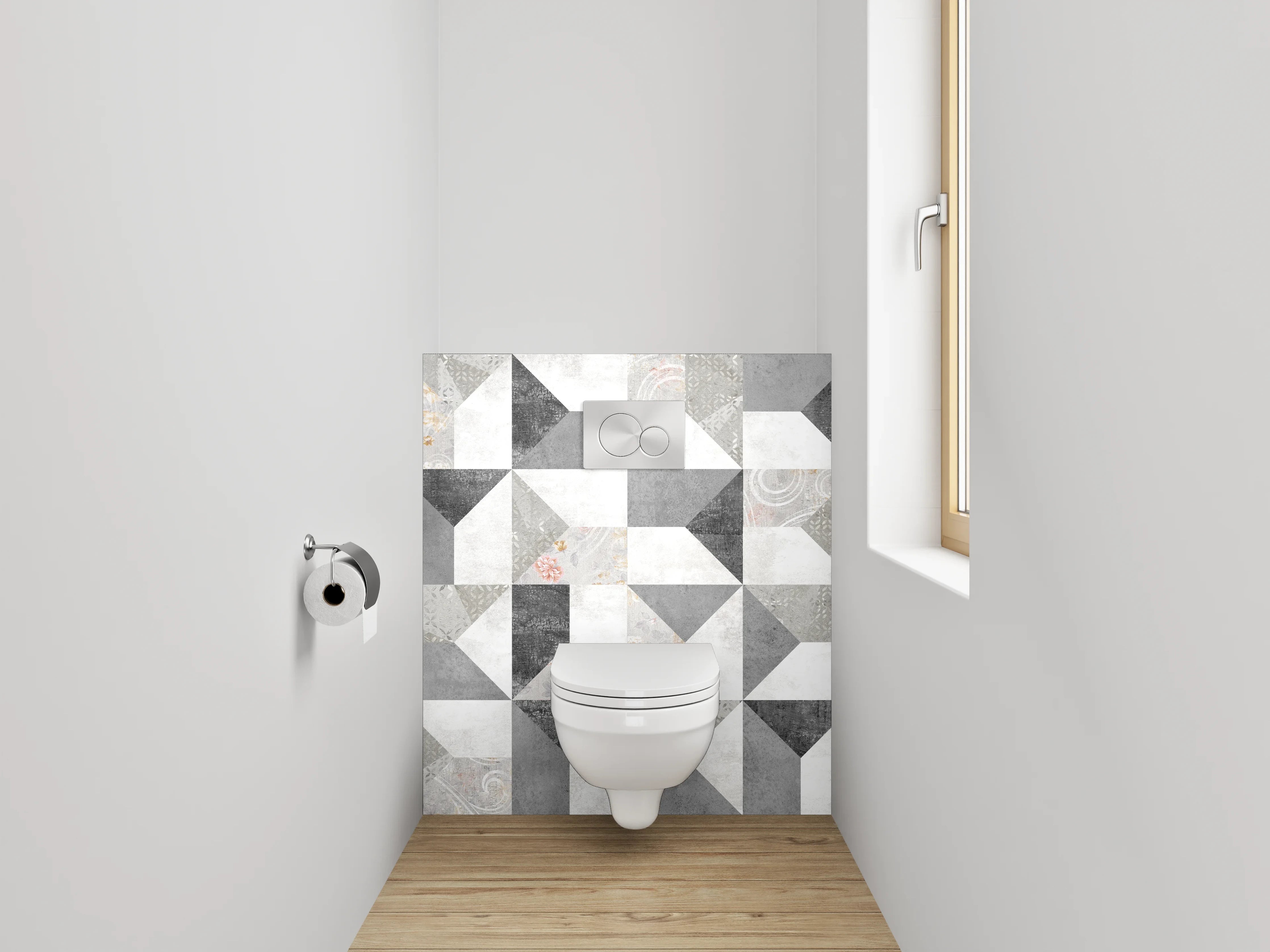 WC-Rückwand - Modernes Mosaik in Schwarz-Weiß