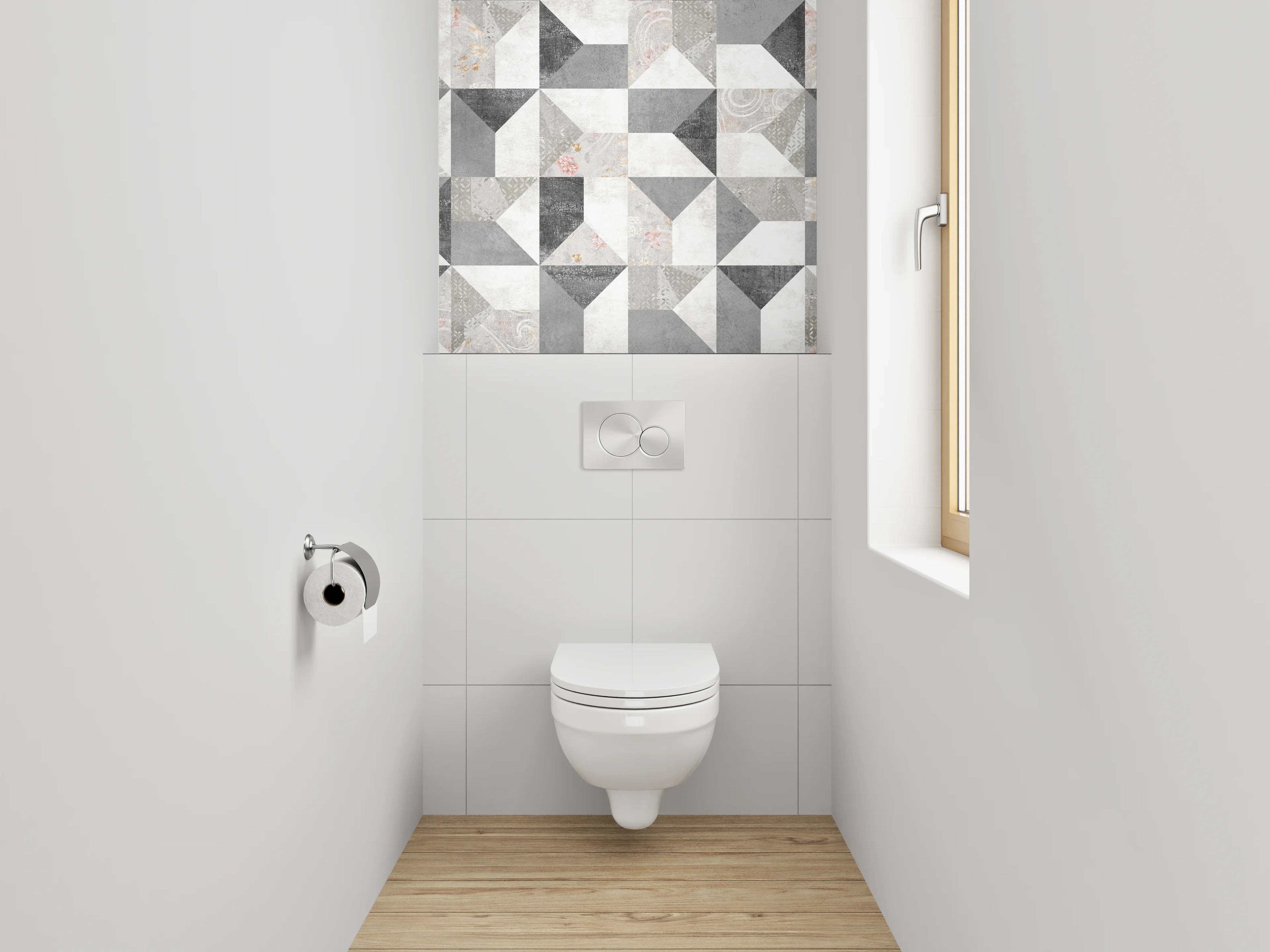 WC-Rückwand - Modernes Mosaik in Schwarz-Weiß