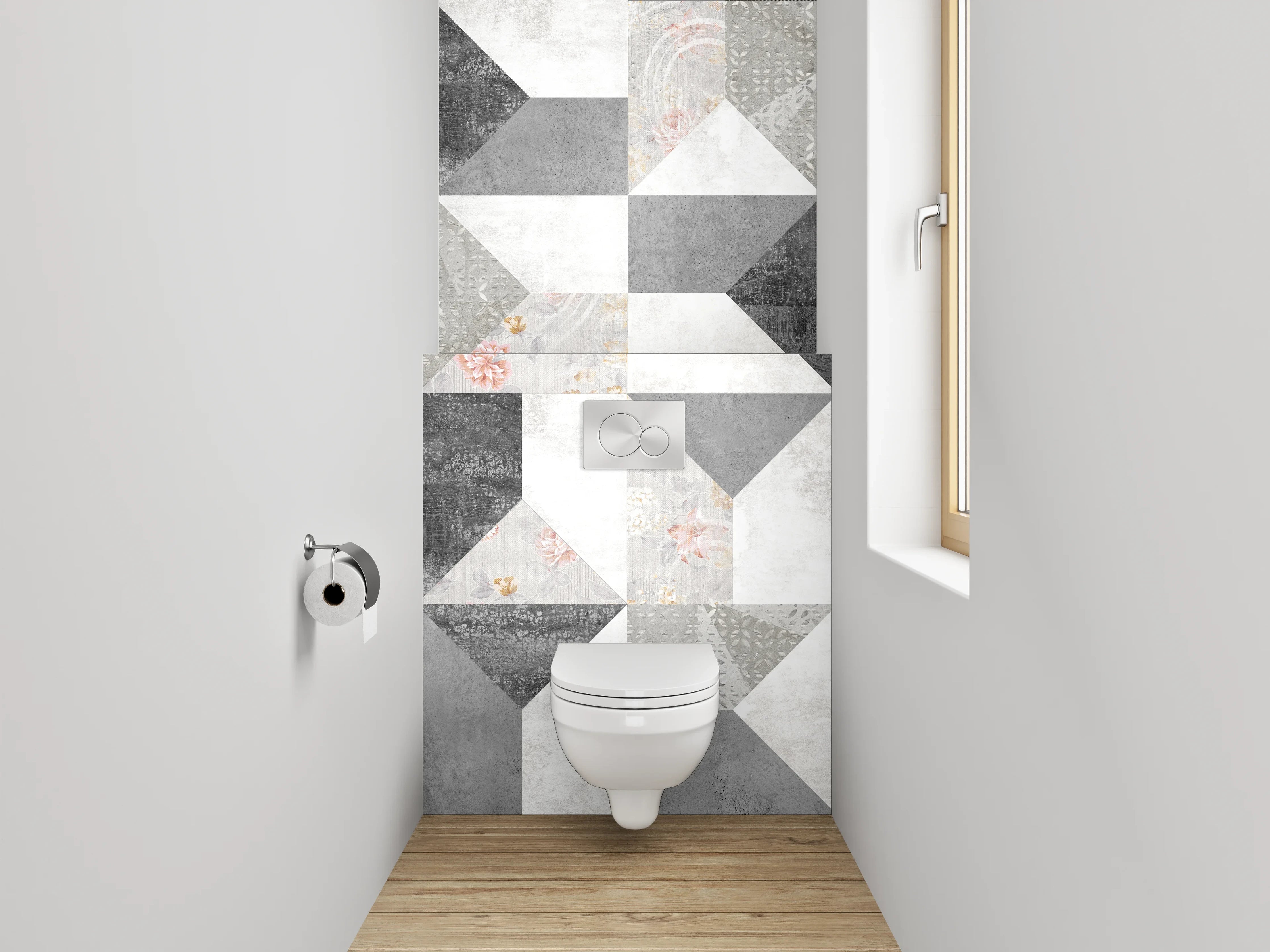 WC-Rückwand - Modernes Mosaik in Schwarz-Weiß