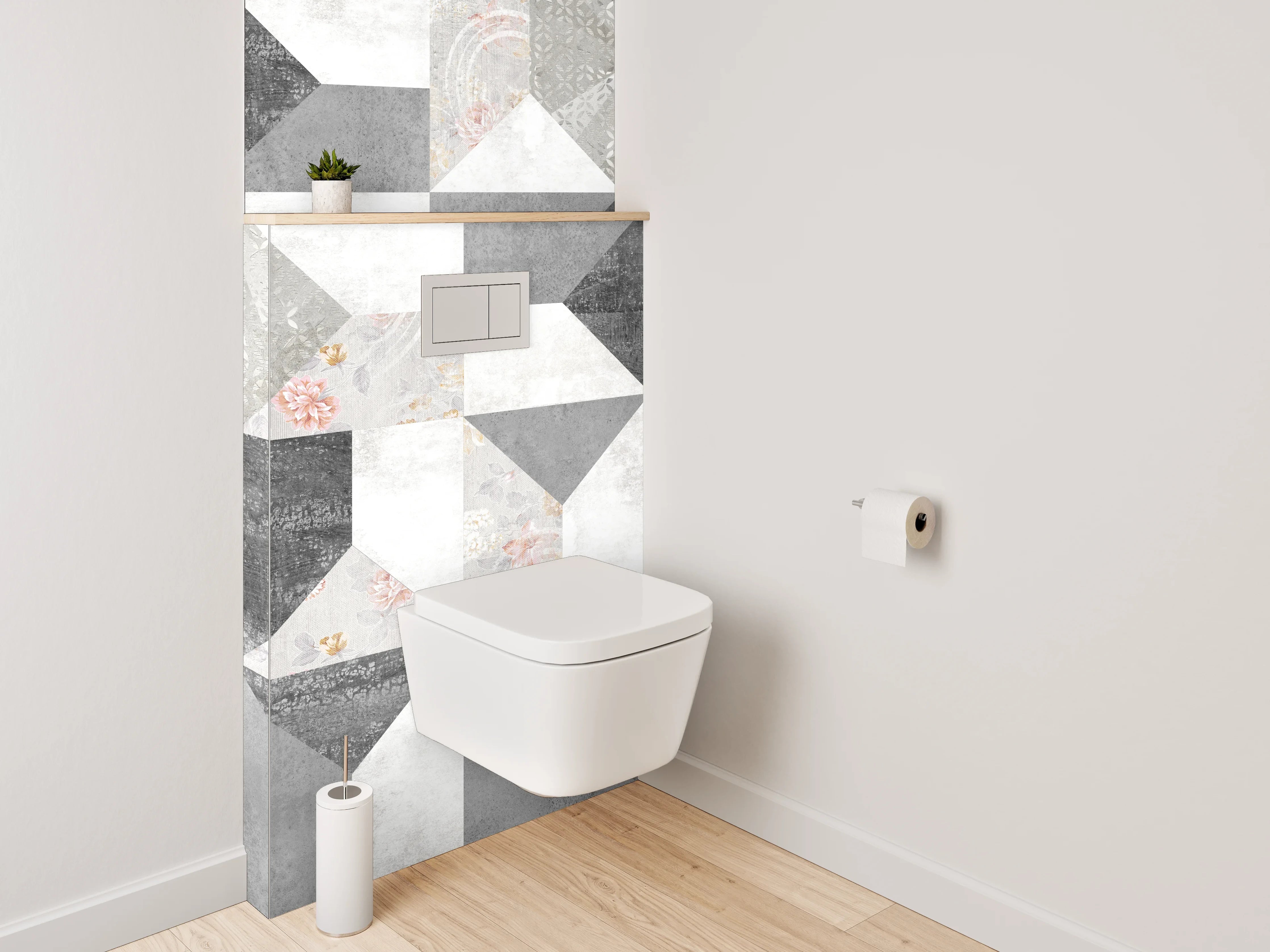 WC-Rückwand - Modernes Mosaik in Schwarz-Weiß