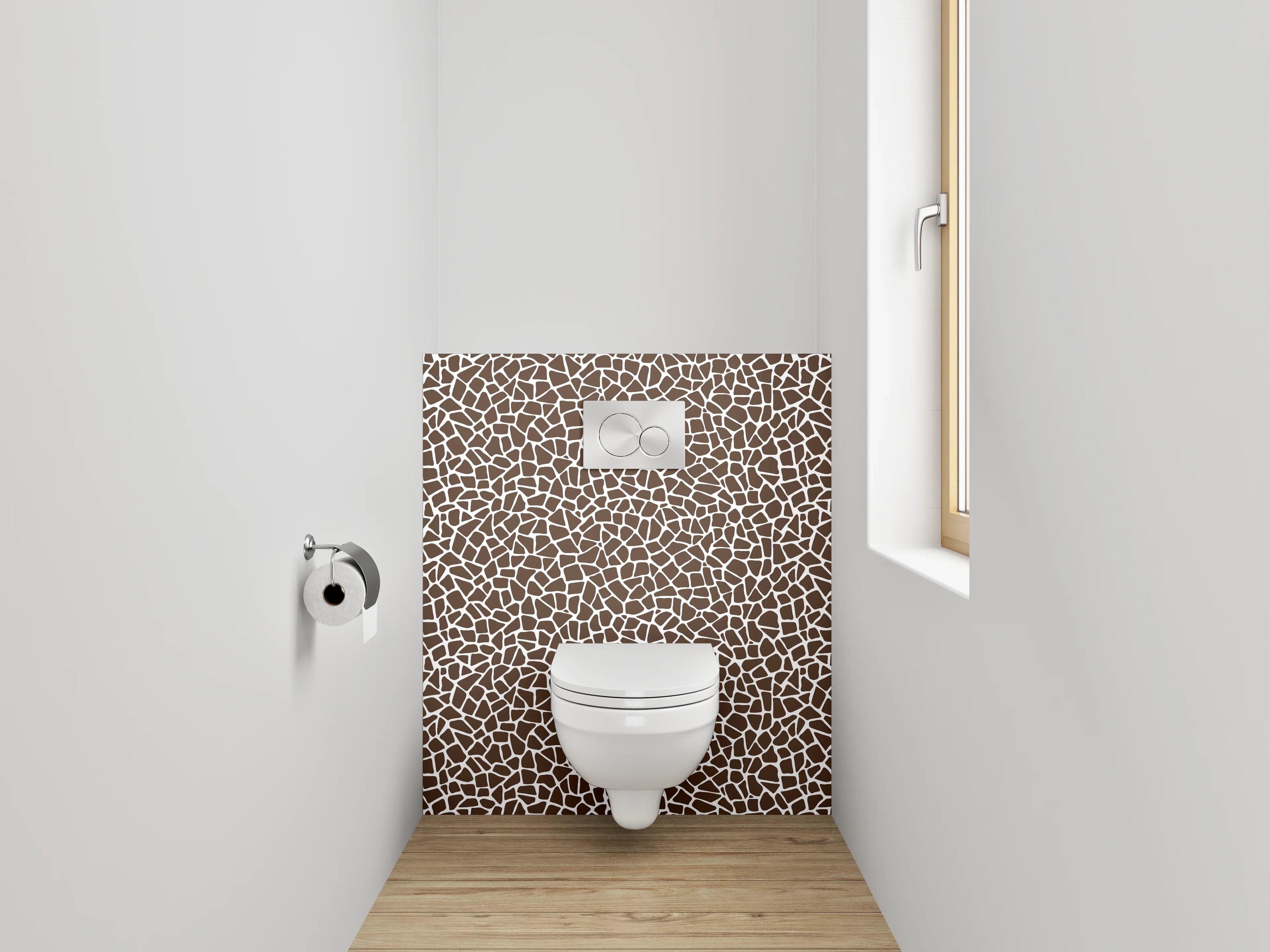 WC-Rückwand - Modernes Mosaikmuster Braun Weiß
