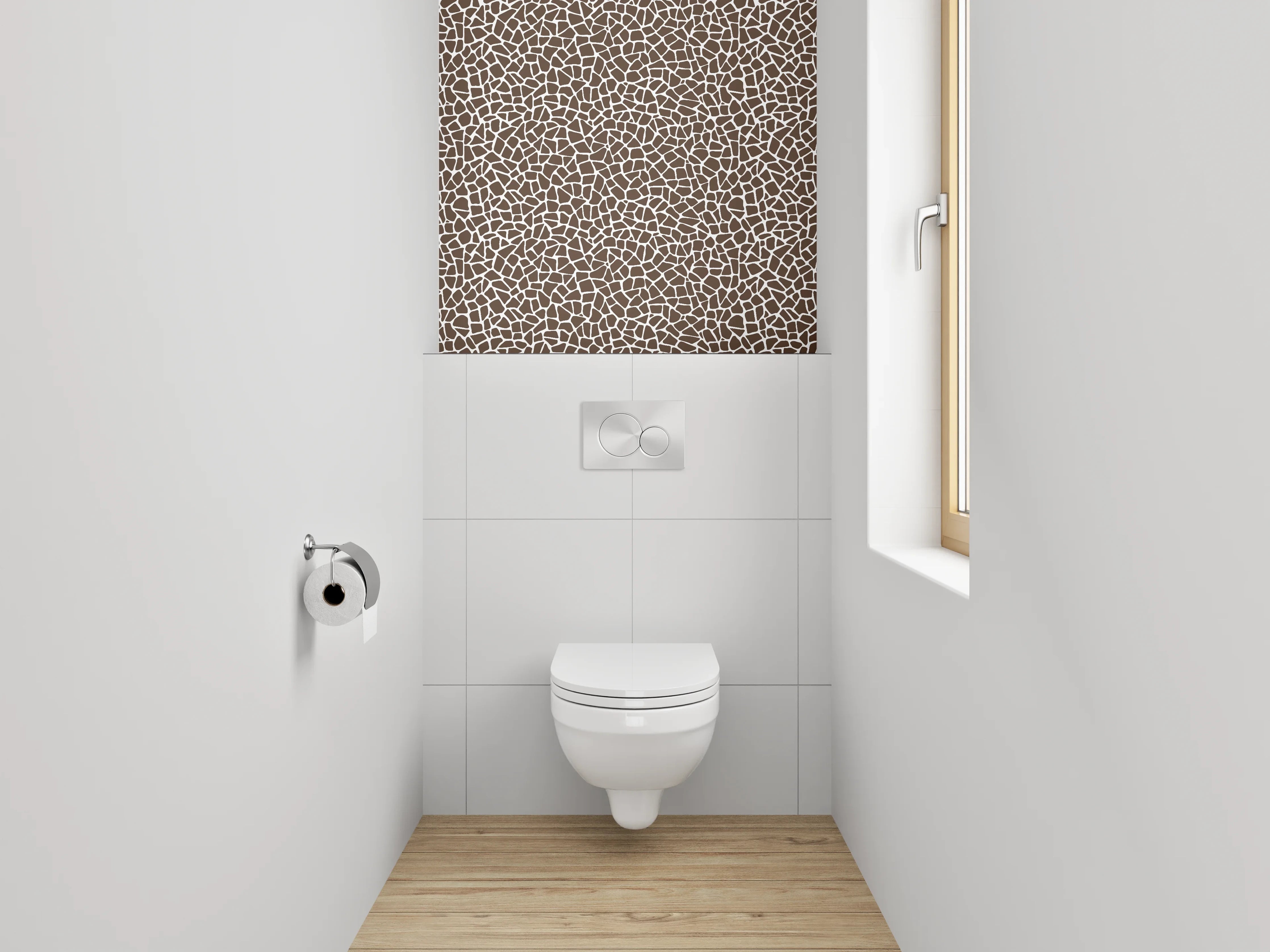 WC-Rückwand - Modernes Mosaikmuster Braun Weiß
