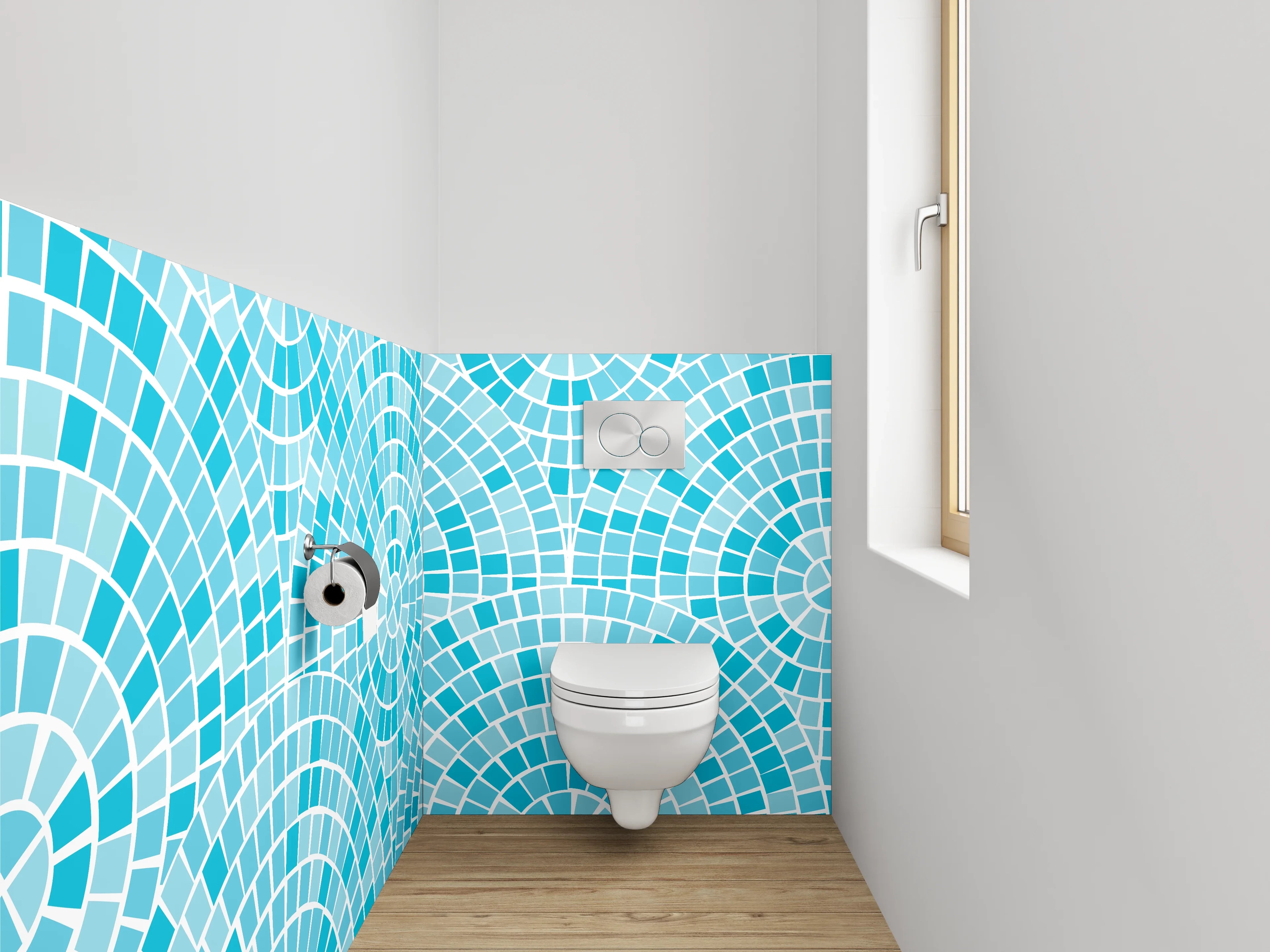 WC-Rückwand - Modernes Mosaikmuster Türkis Fliesen