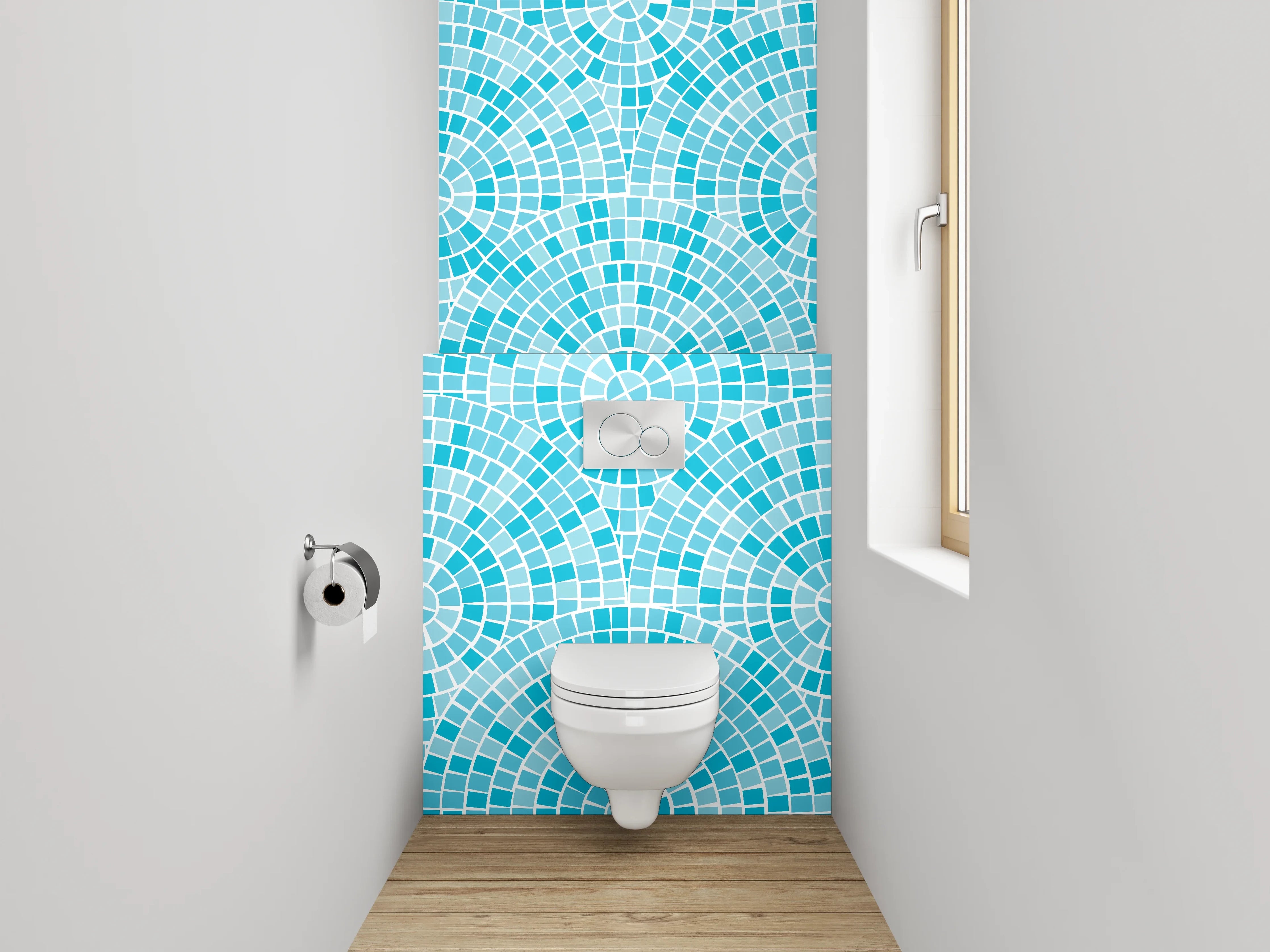 WC-Rückwand - Modernes Mosaikmuster Türkis Fliesen