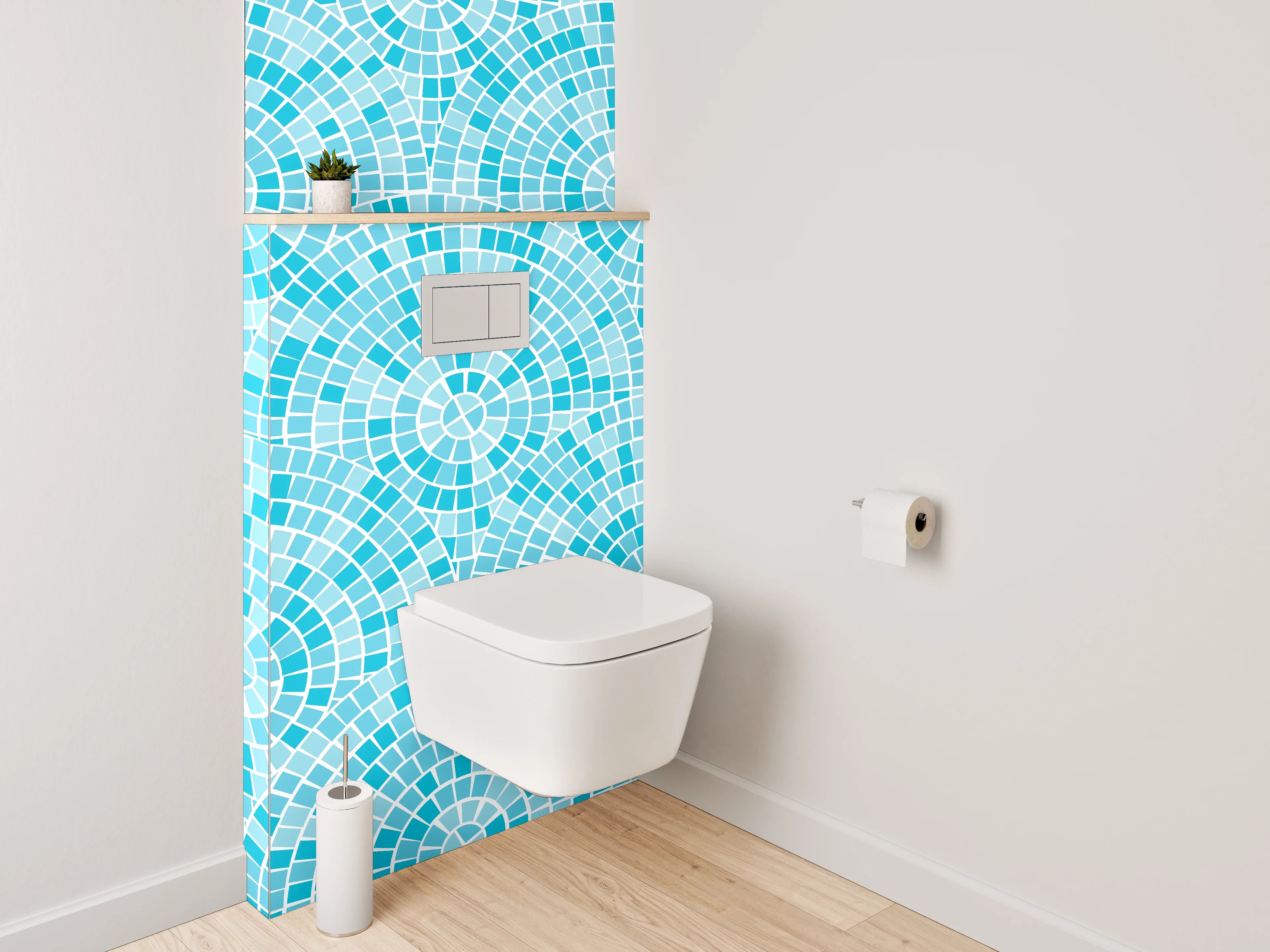 WC-Rückwand - Modernes Mosaikmuster Türkis Fliesen