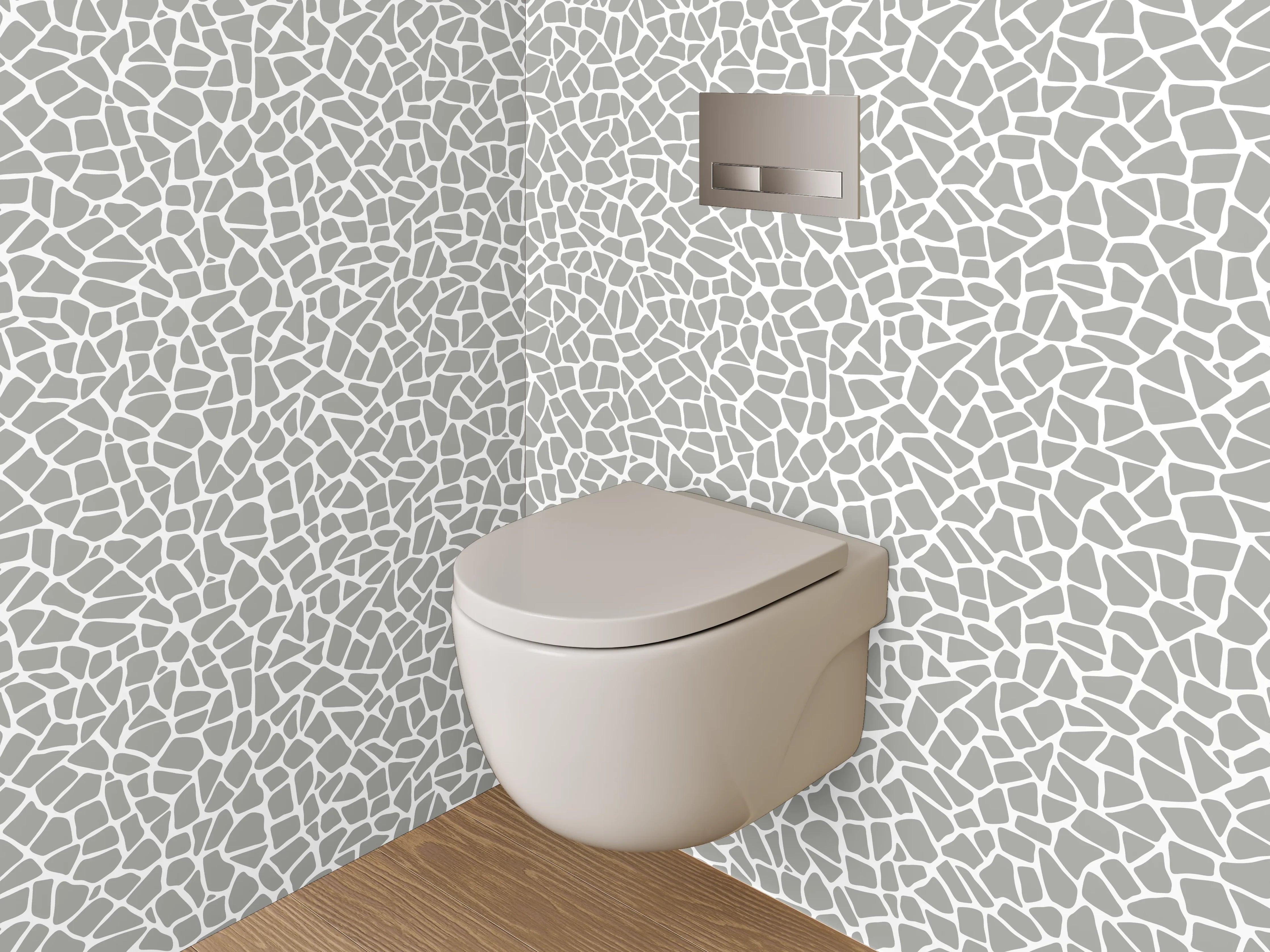 WC-Rückwand - Modernes Mosaikmuster in Weiß-Grau