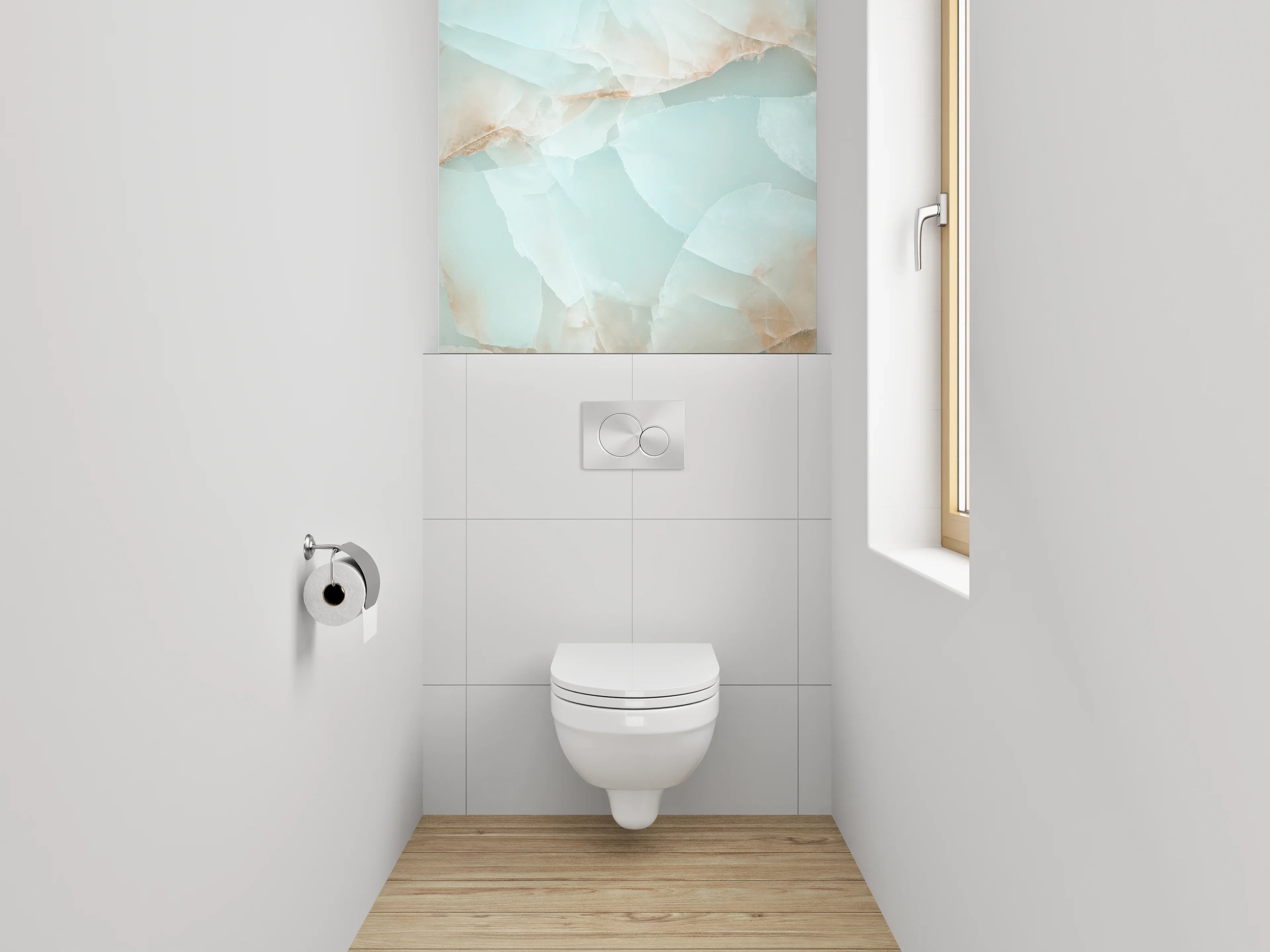 WC-Rückwand - Modernes Onyx-Marmor-Muster Türkis Beige