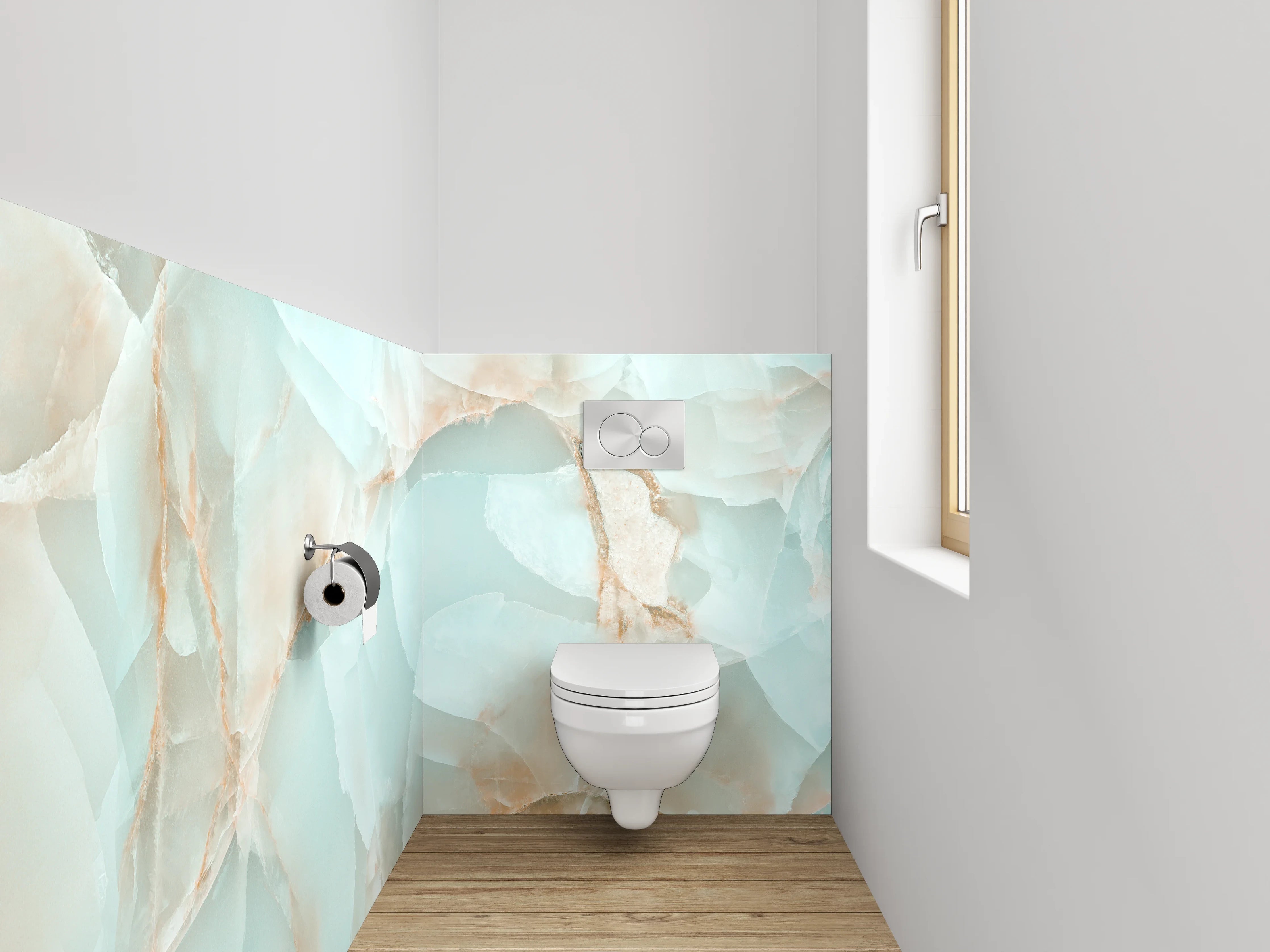 WC-Rückwand - Modernes Onyx-Marmor-Muster Türkis Beige
