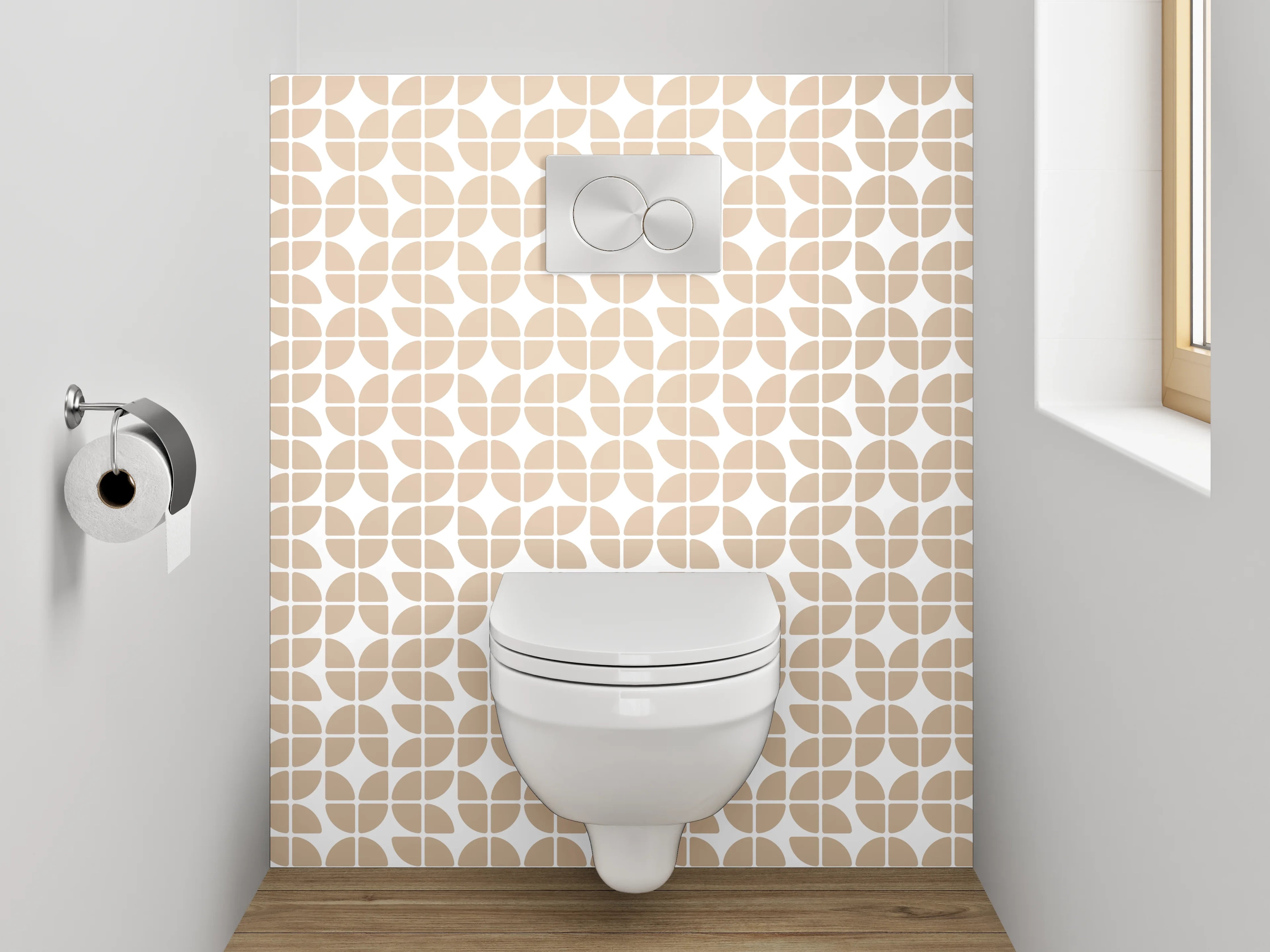 WC-Rückwand - Modernes Retro Blättermuster Beige