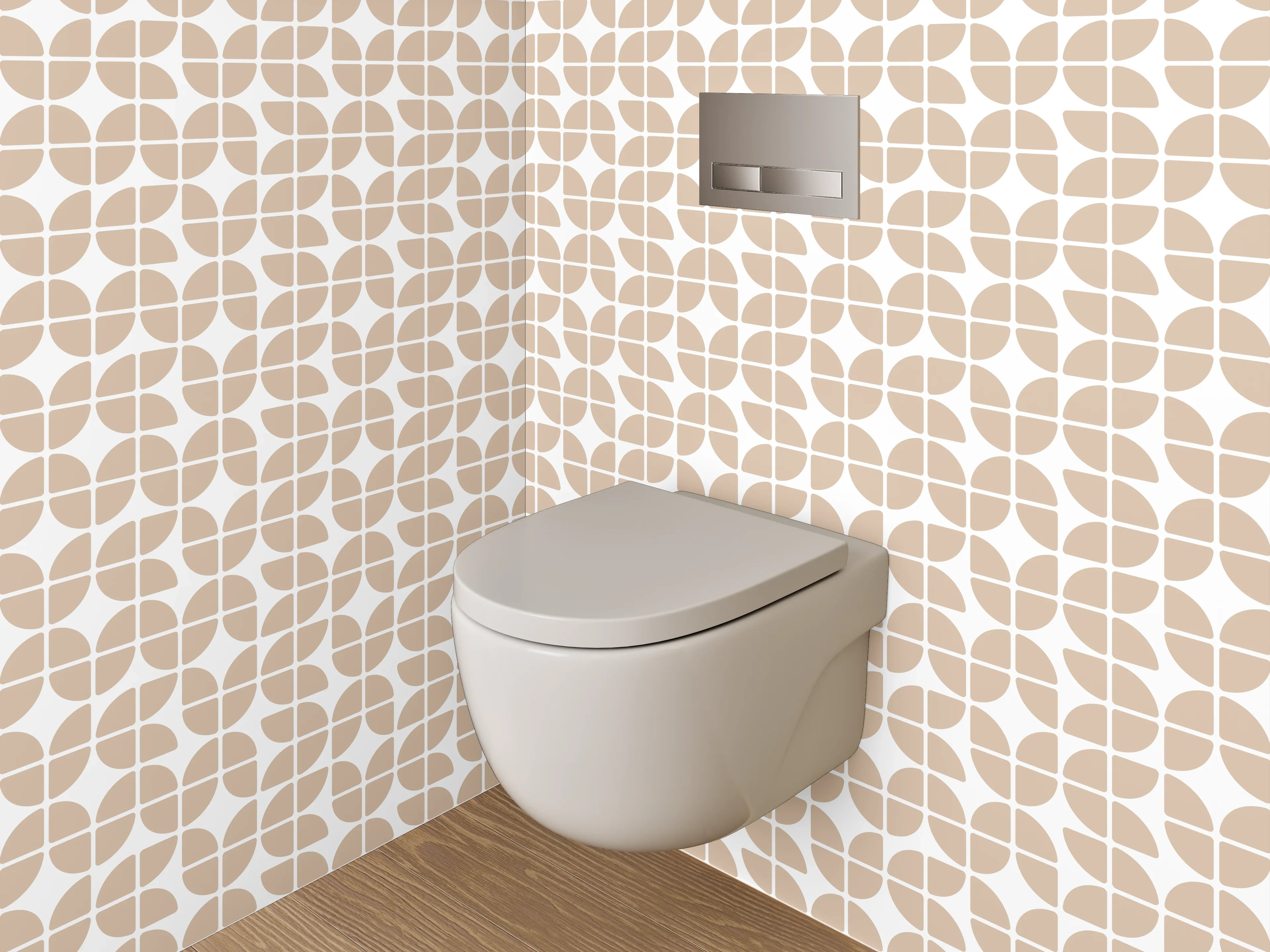 WC-Rückwand - Modernes Retro Blättermuster Beige