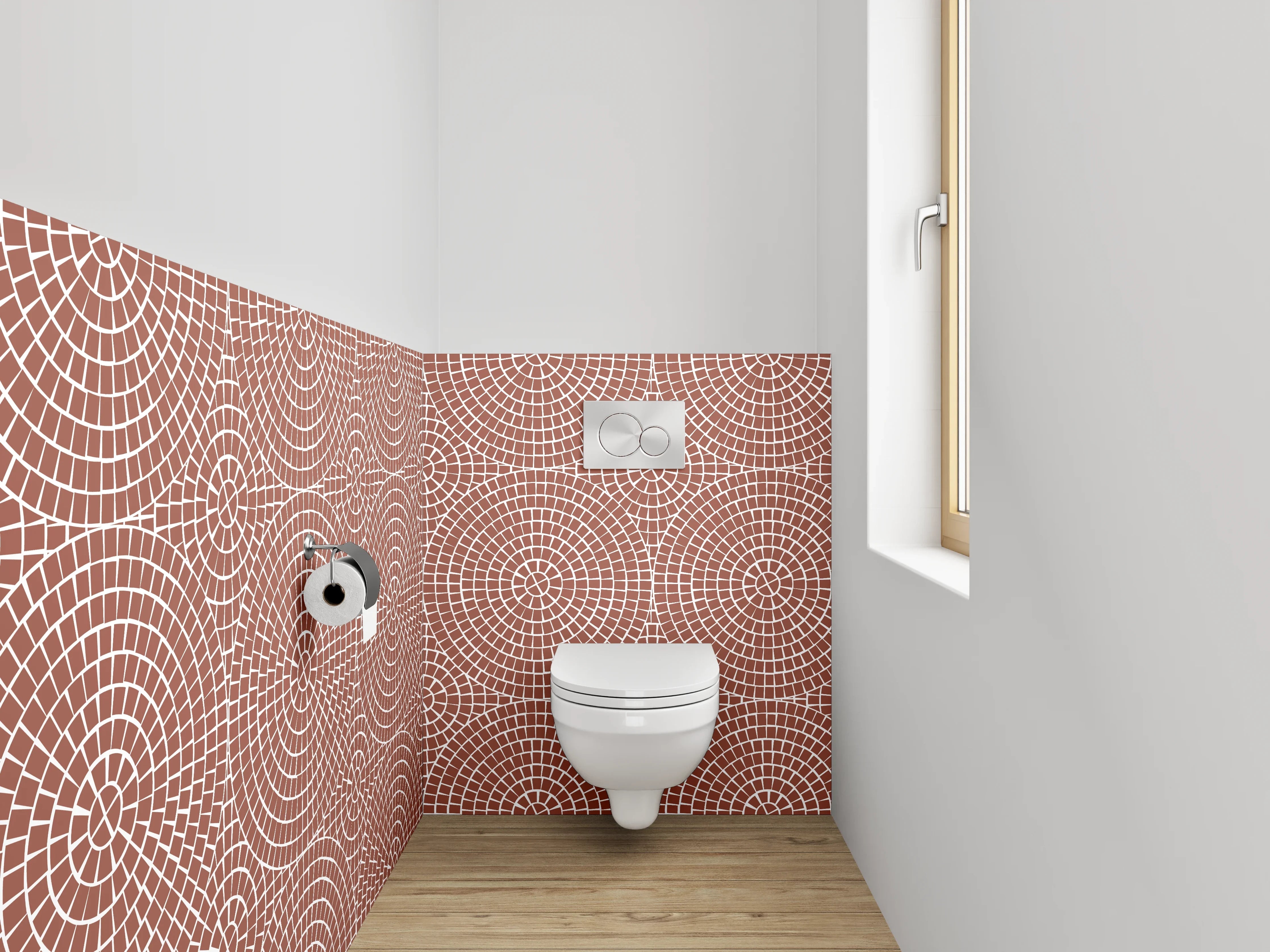 WC-Rückwand - Modernes Retro Kreismuster Braun