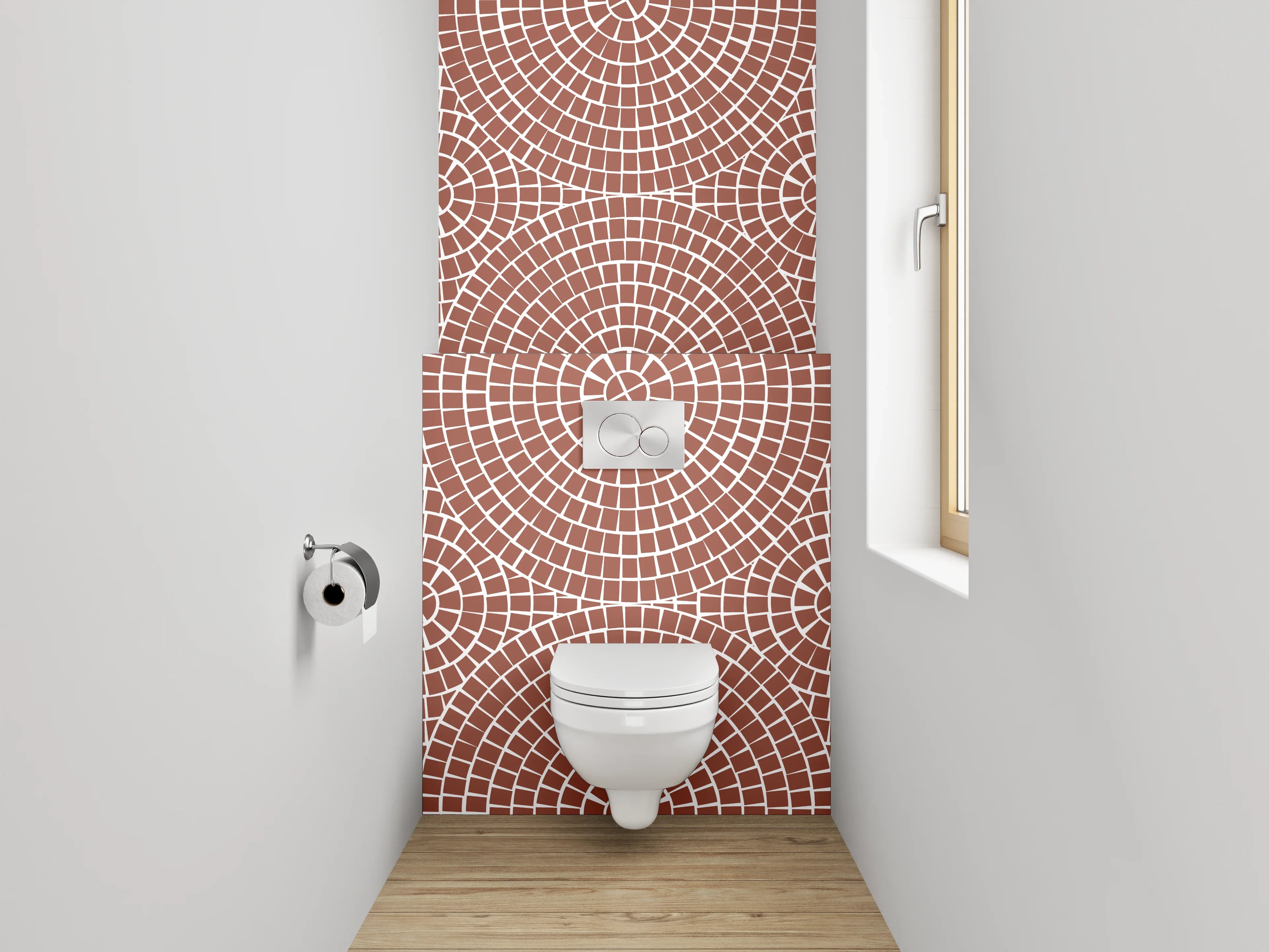 WC-Rückwand - Modernes Retro Kreismuster Braun