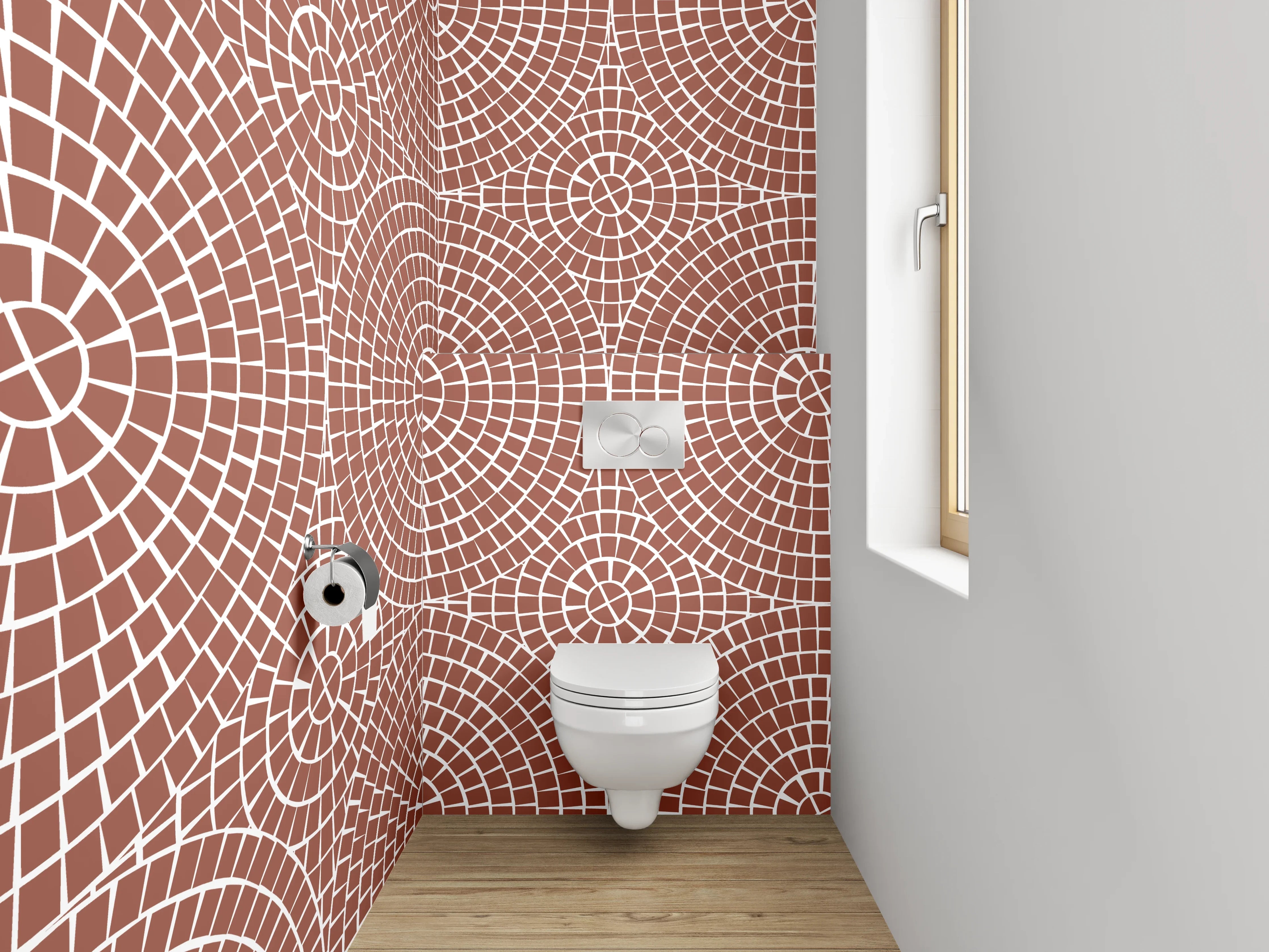 WC-Rückwand - Modernes Retro Kreismuster Braun