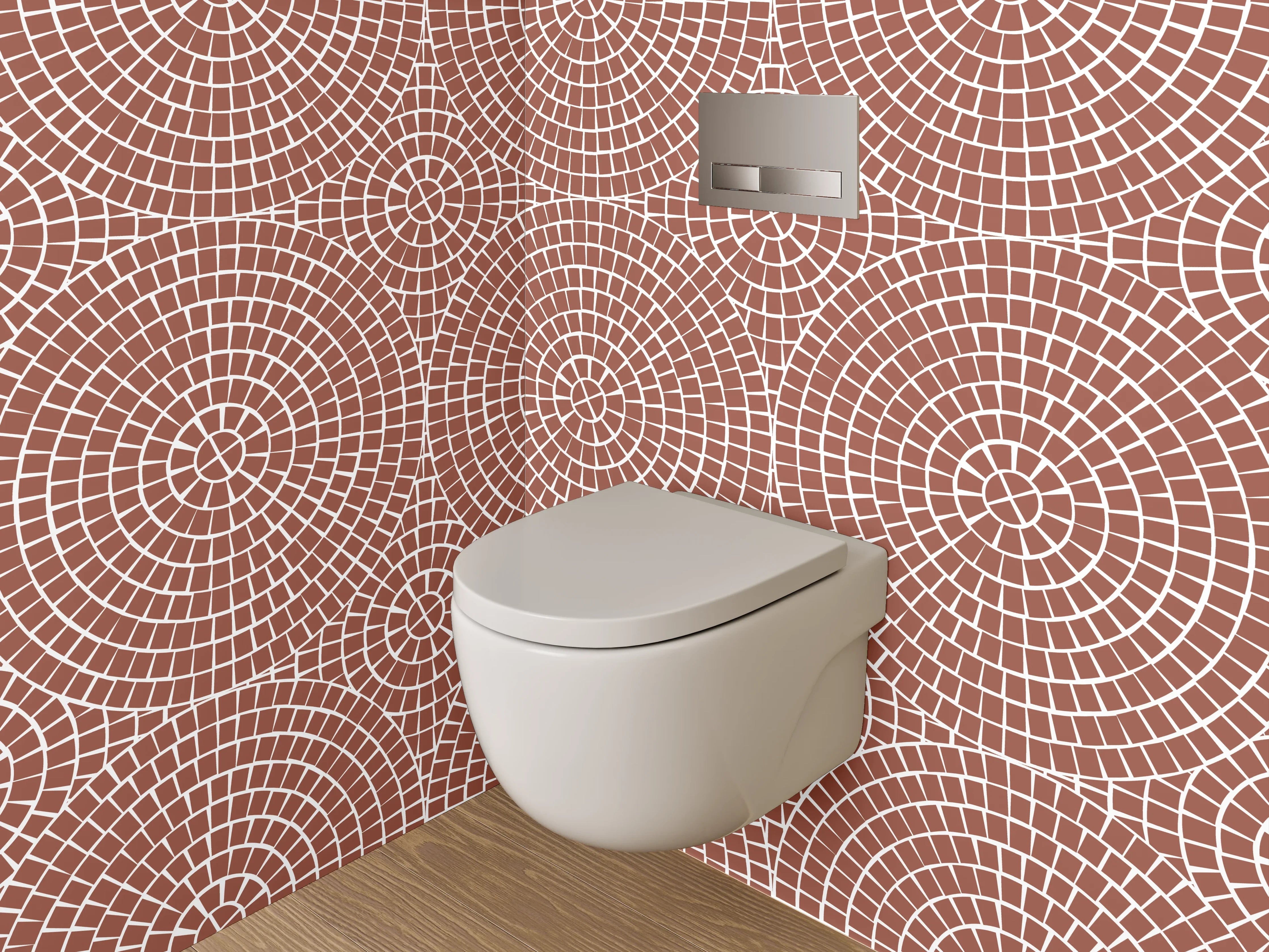 WC-Rückwand - Modernes Retro Kreismuster Braun