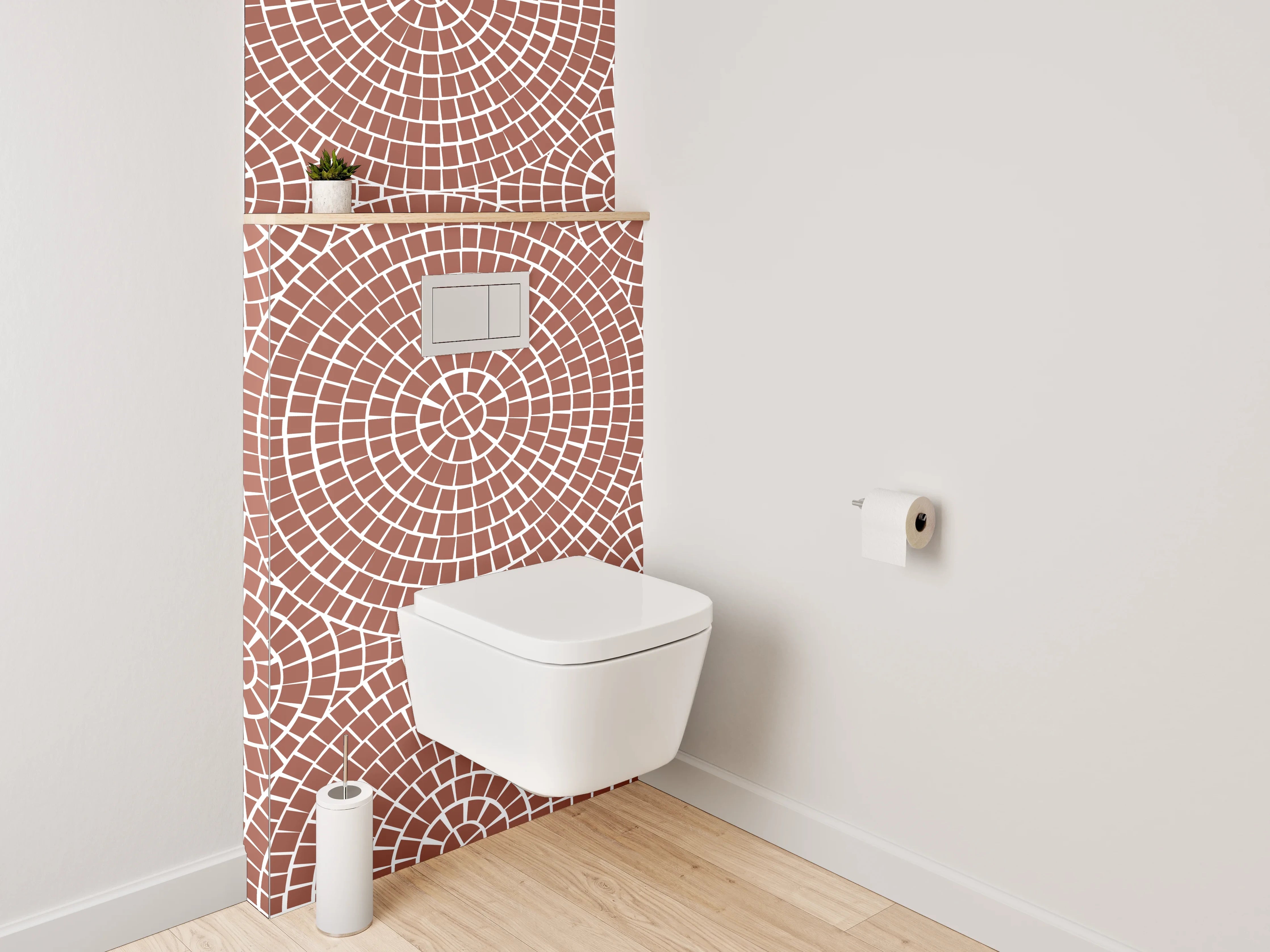 WC-Rückwand - Modernes Retro Kreismuster Braun