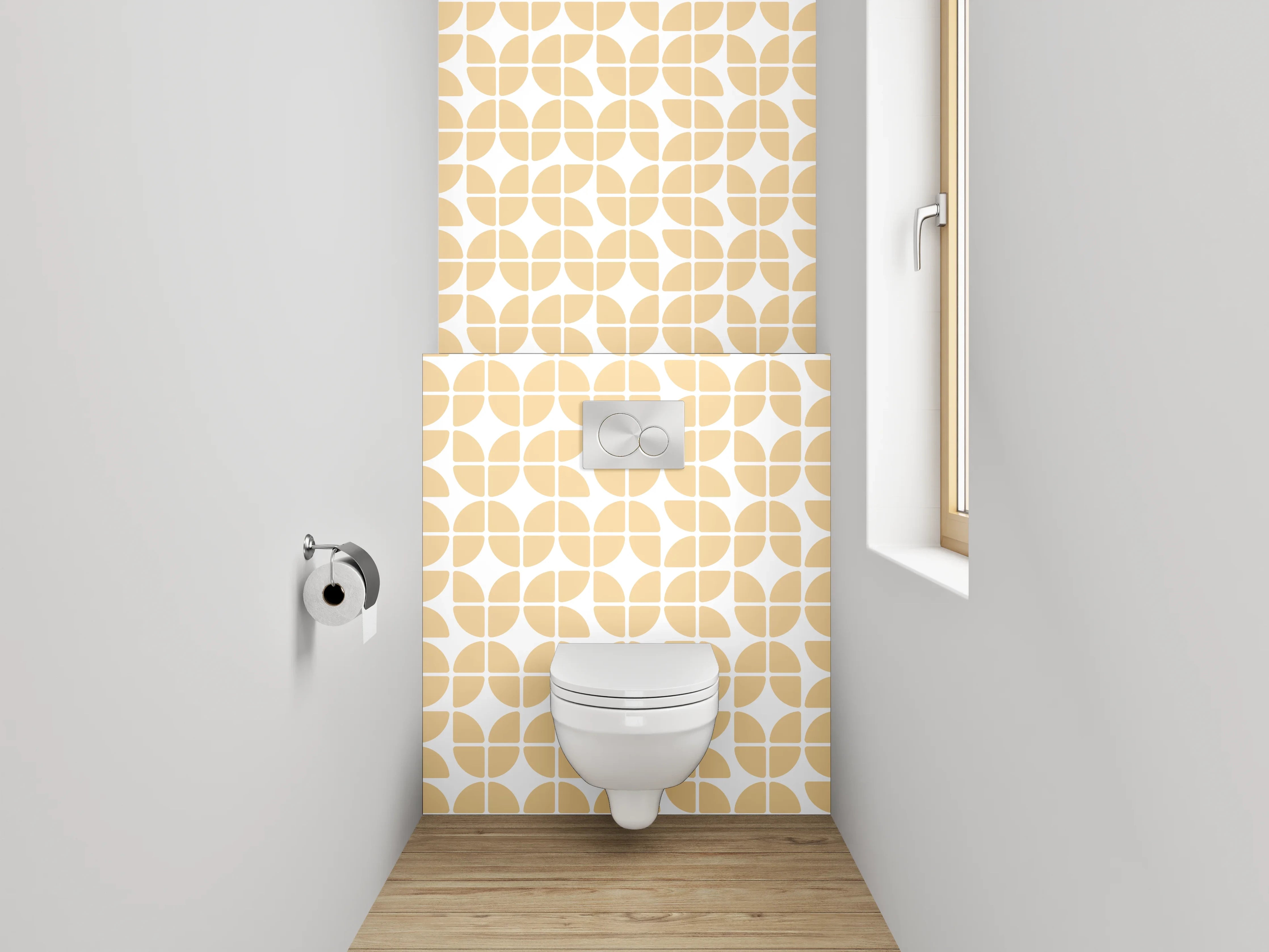 WC-Rückwand - Modernes Retro Muster Orange Beige