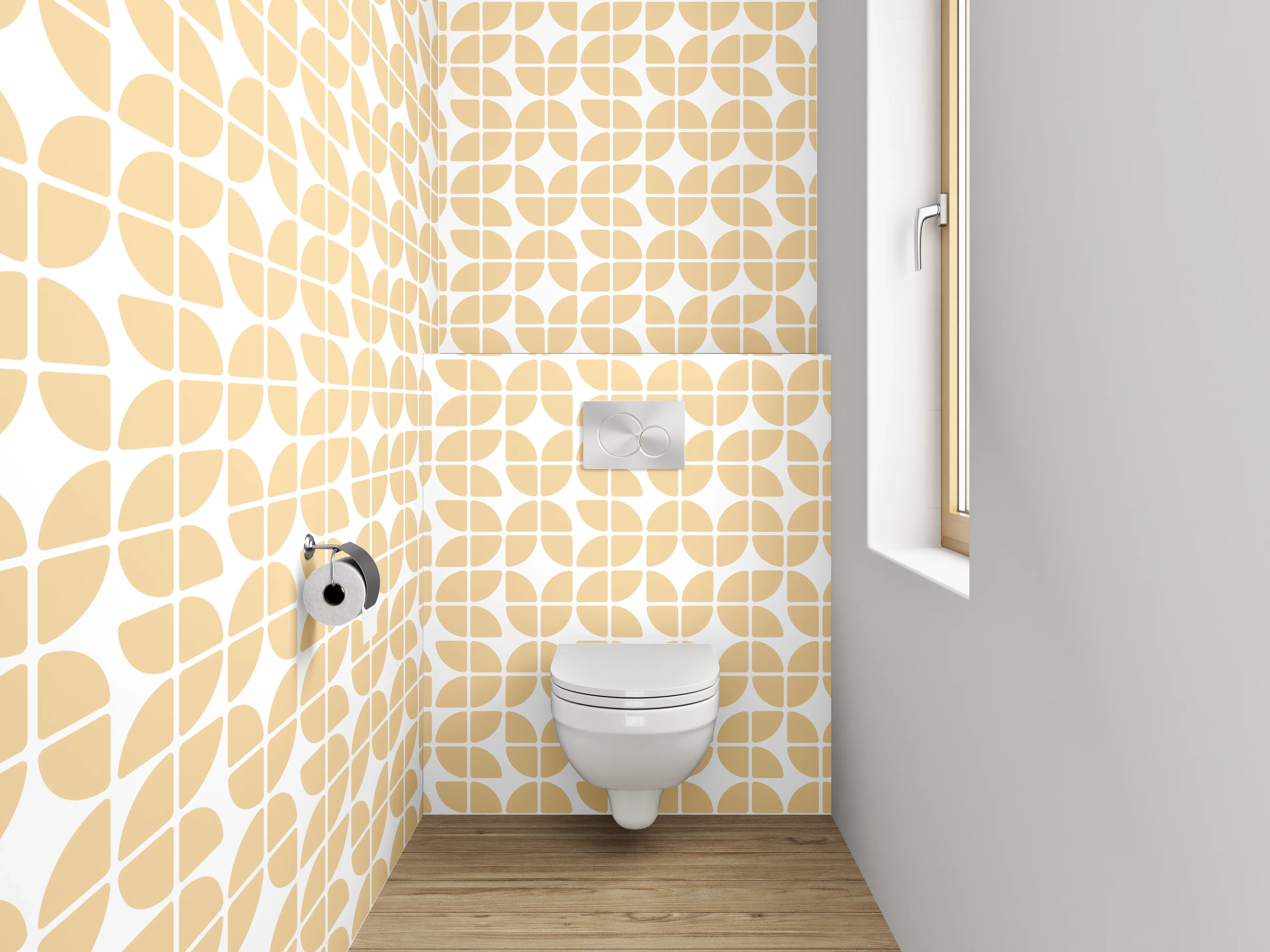 WC-Rückwand - Modernes Retro Muster Orange Beige