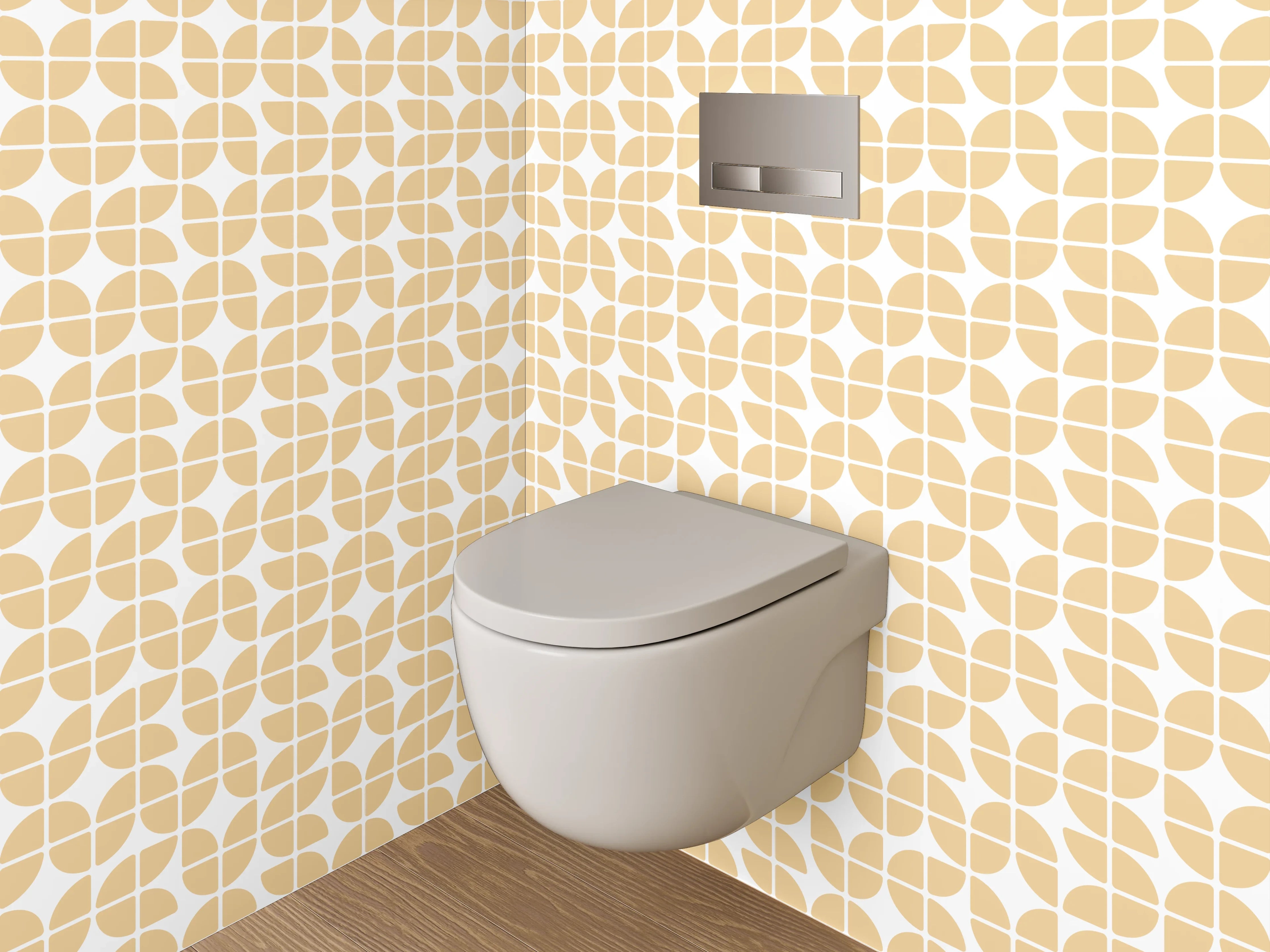 WC-Rückwand - Modernes Retro Muster Orange Beige