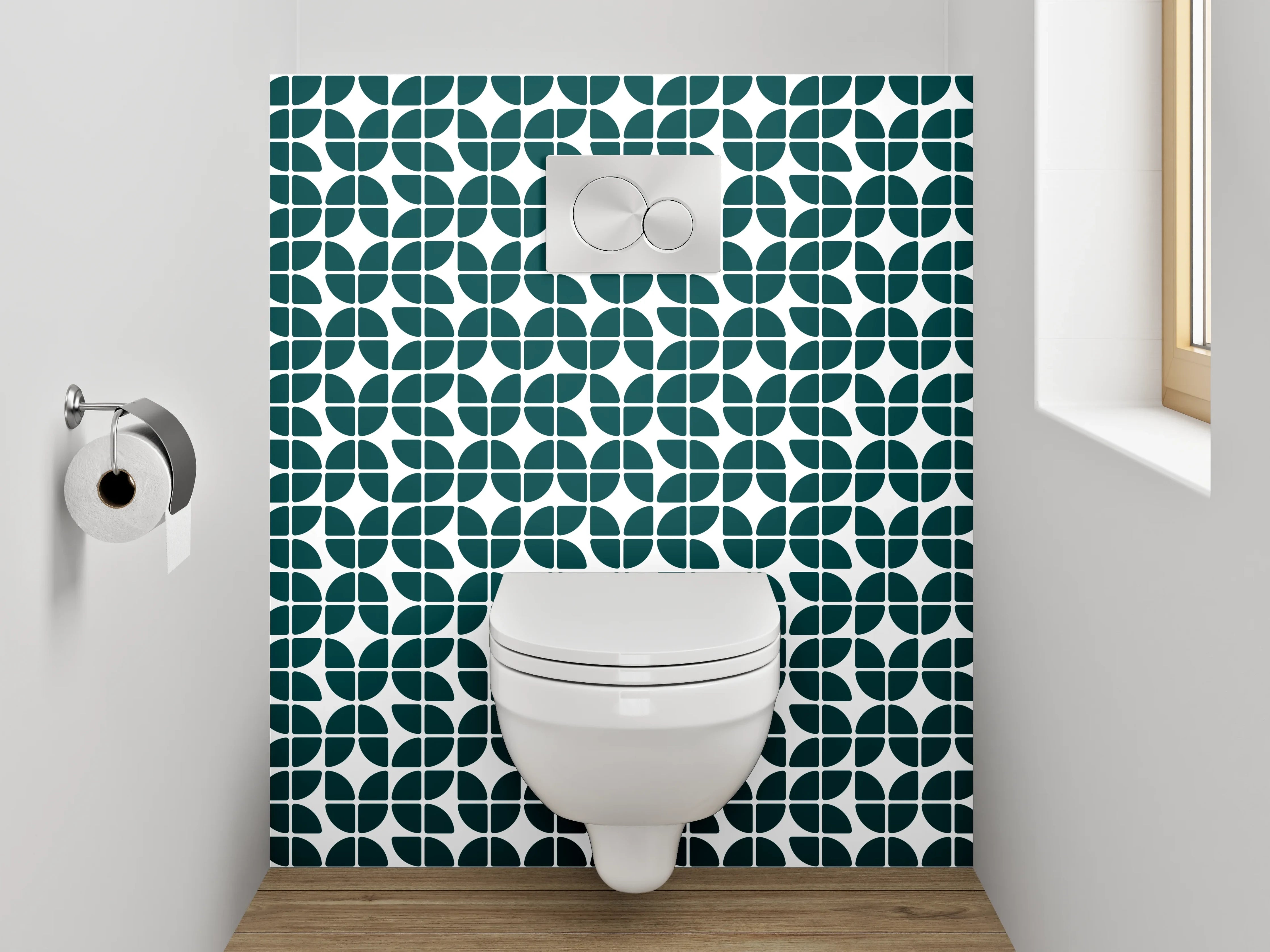 WC-Rückwand - Modernes Retro-Muster grün-weiß