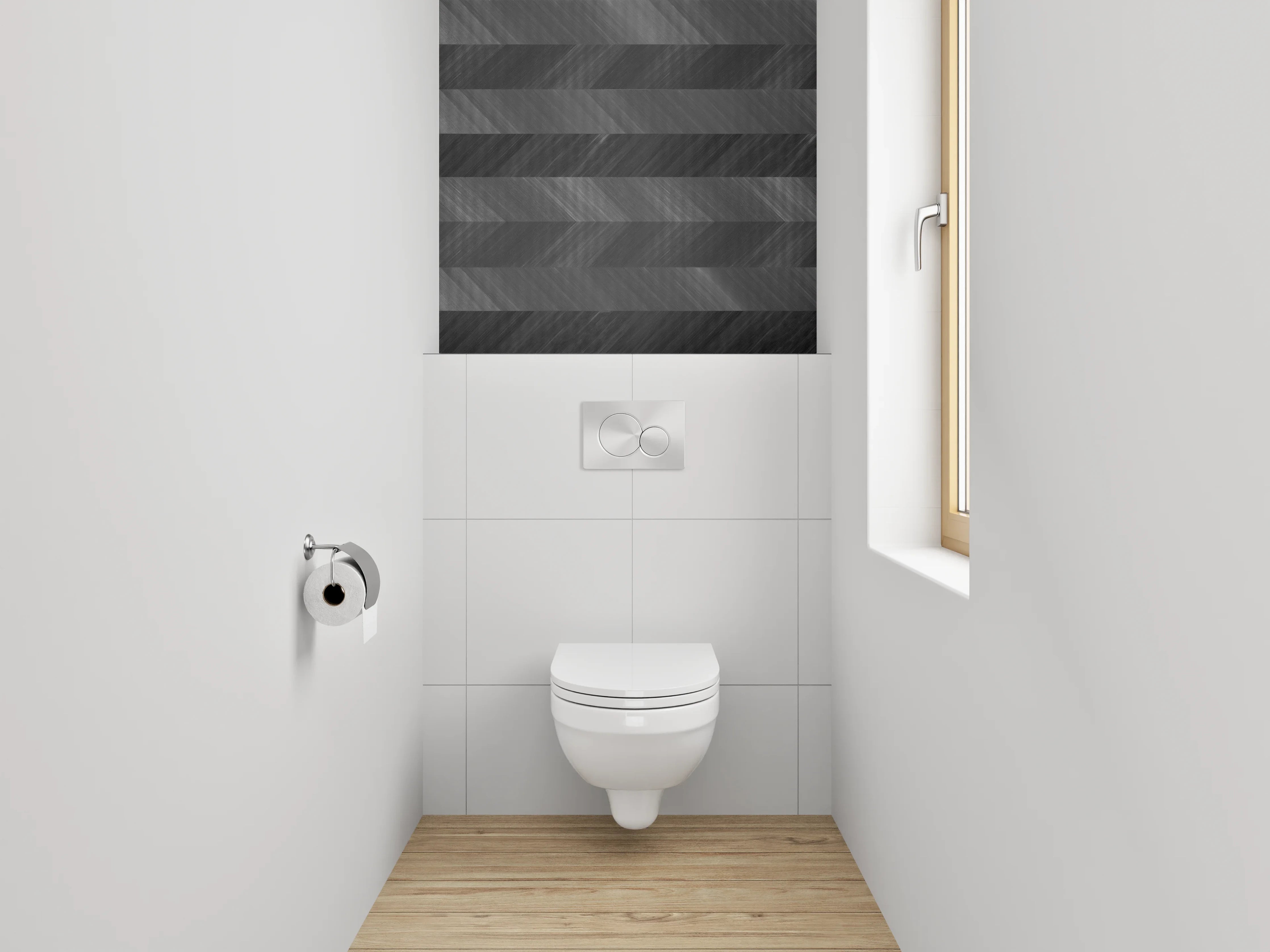 WC-Rückwand - Modernes Schiefermuster Grau-Schwarz