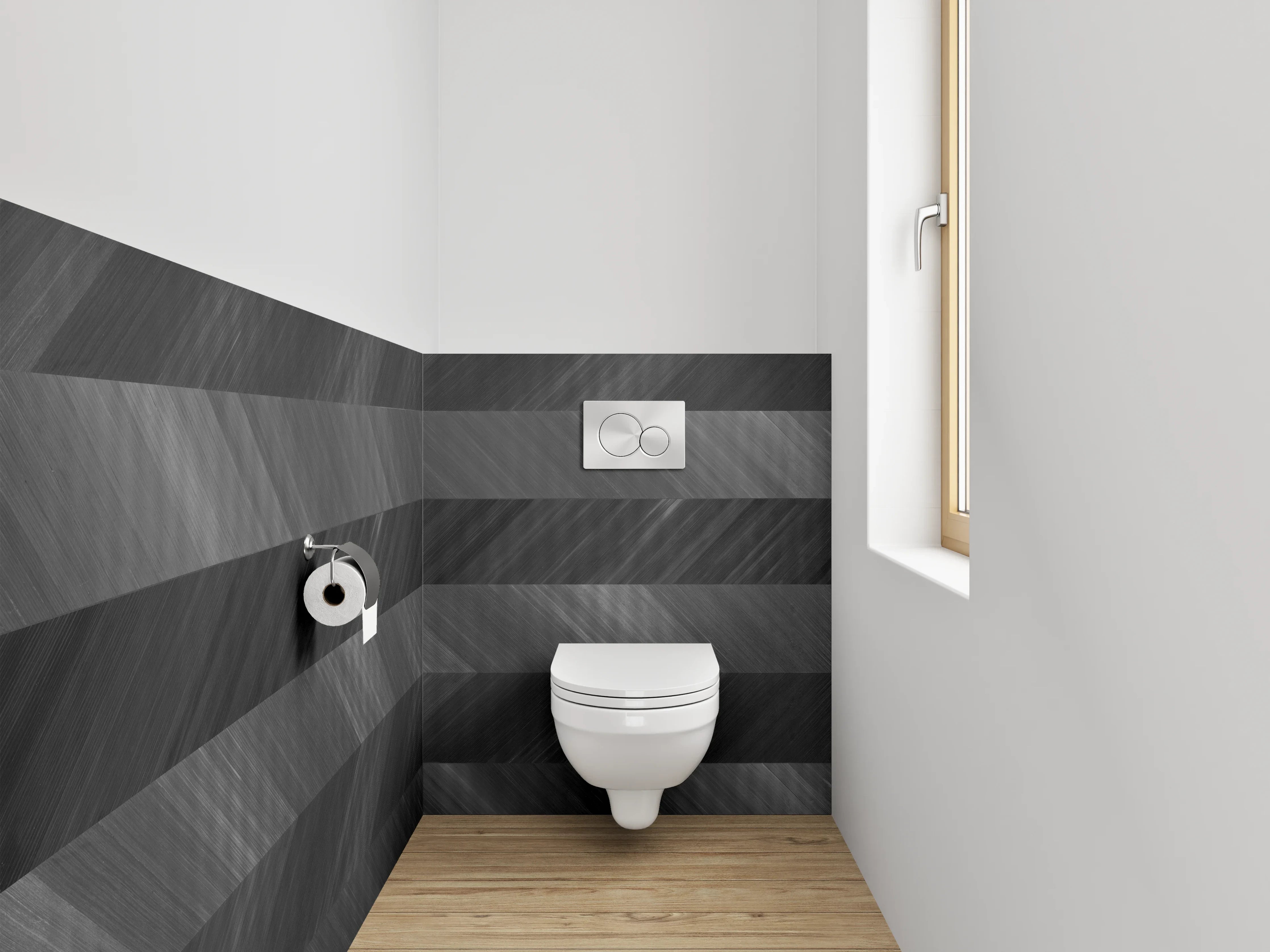 WC-Rückwand - Modernes Schiefermuster Grau-Schwarz