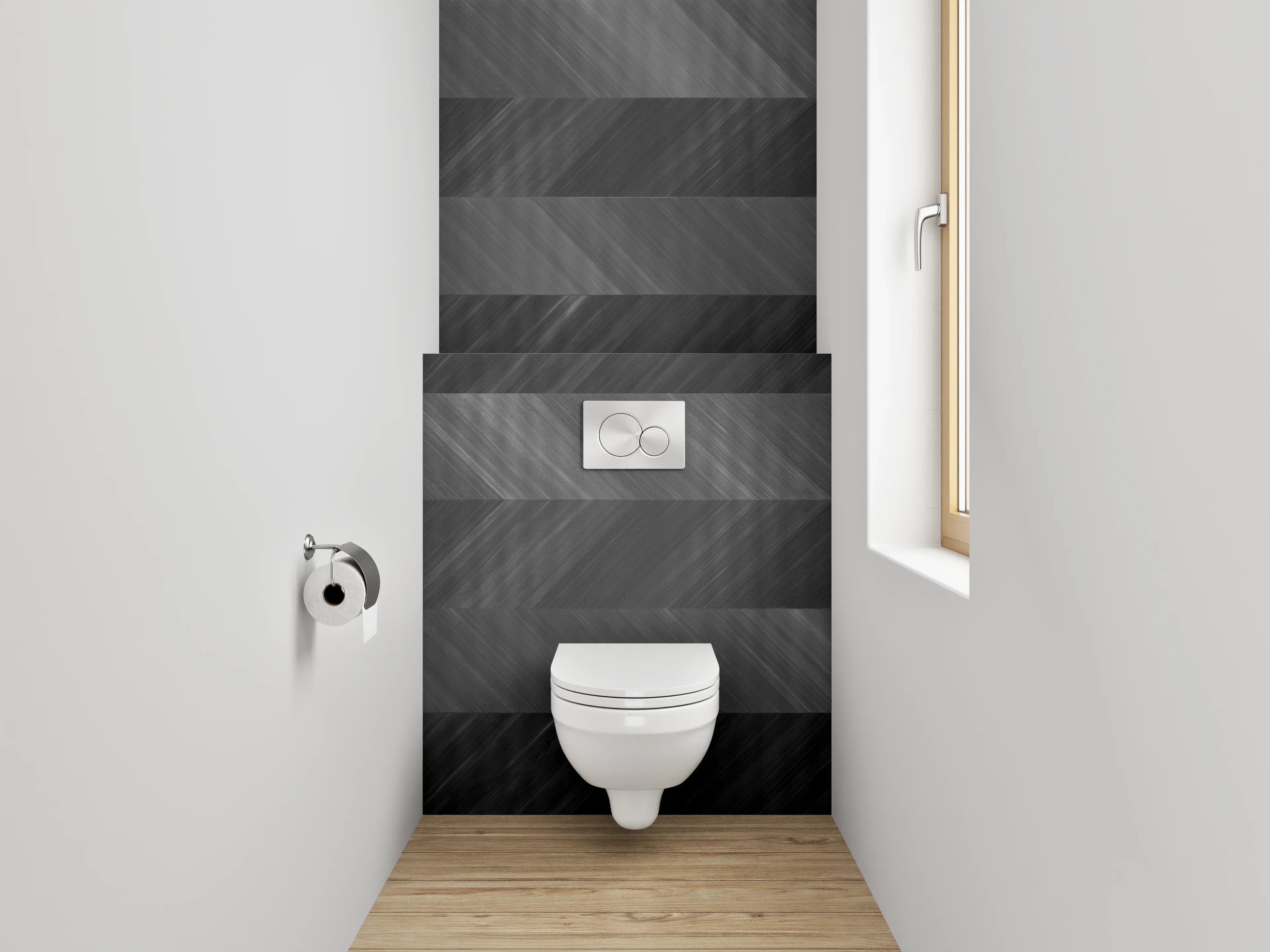 WC-Rückwand - Modernes Schiefermuster Grau-Schwarz