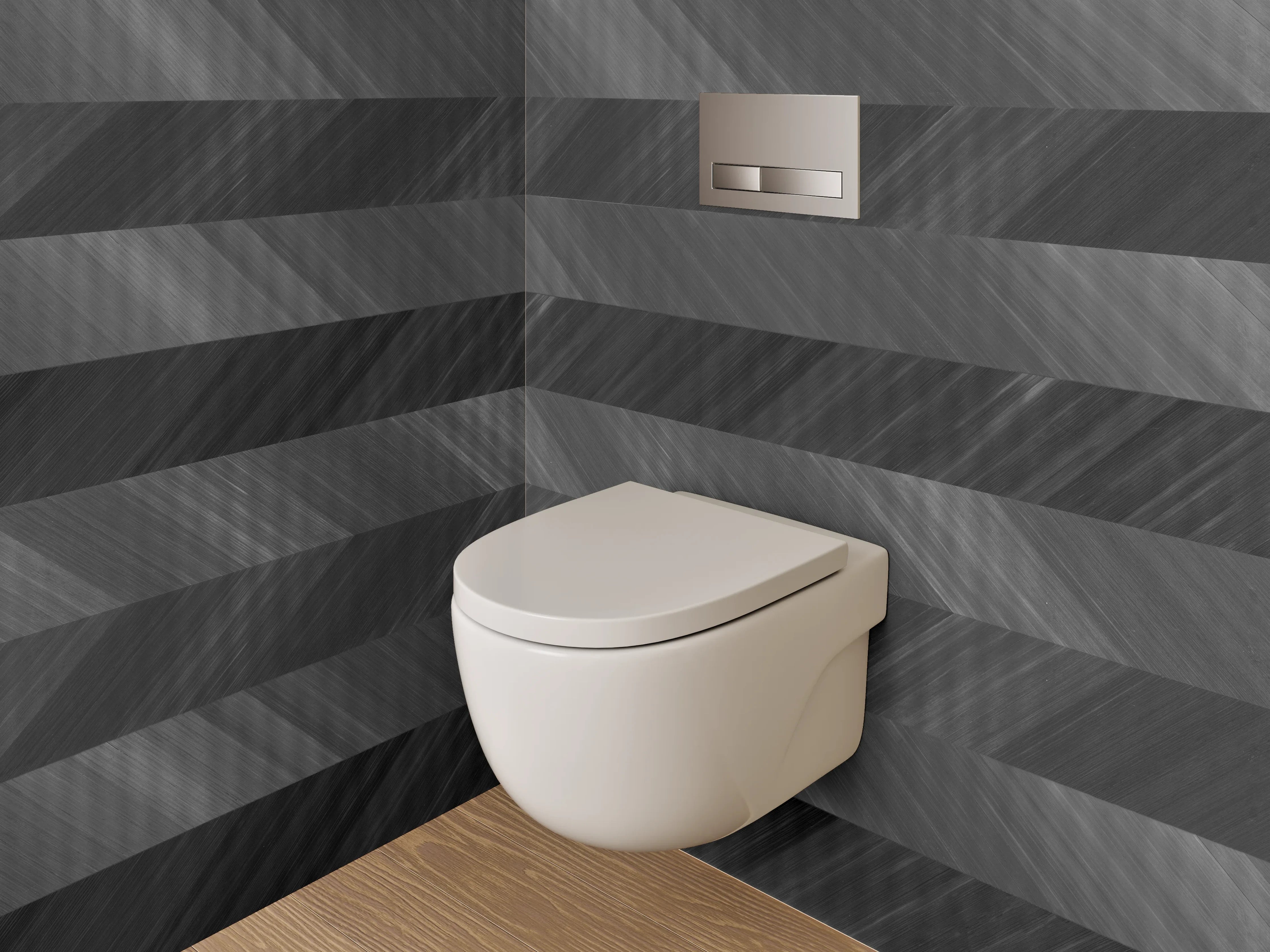 WC-Rückwand - Modernes Schiefermuster Grau-Schwarz