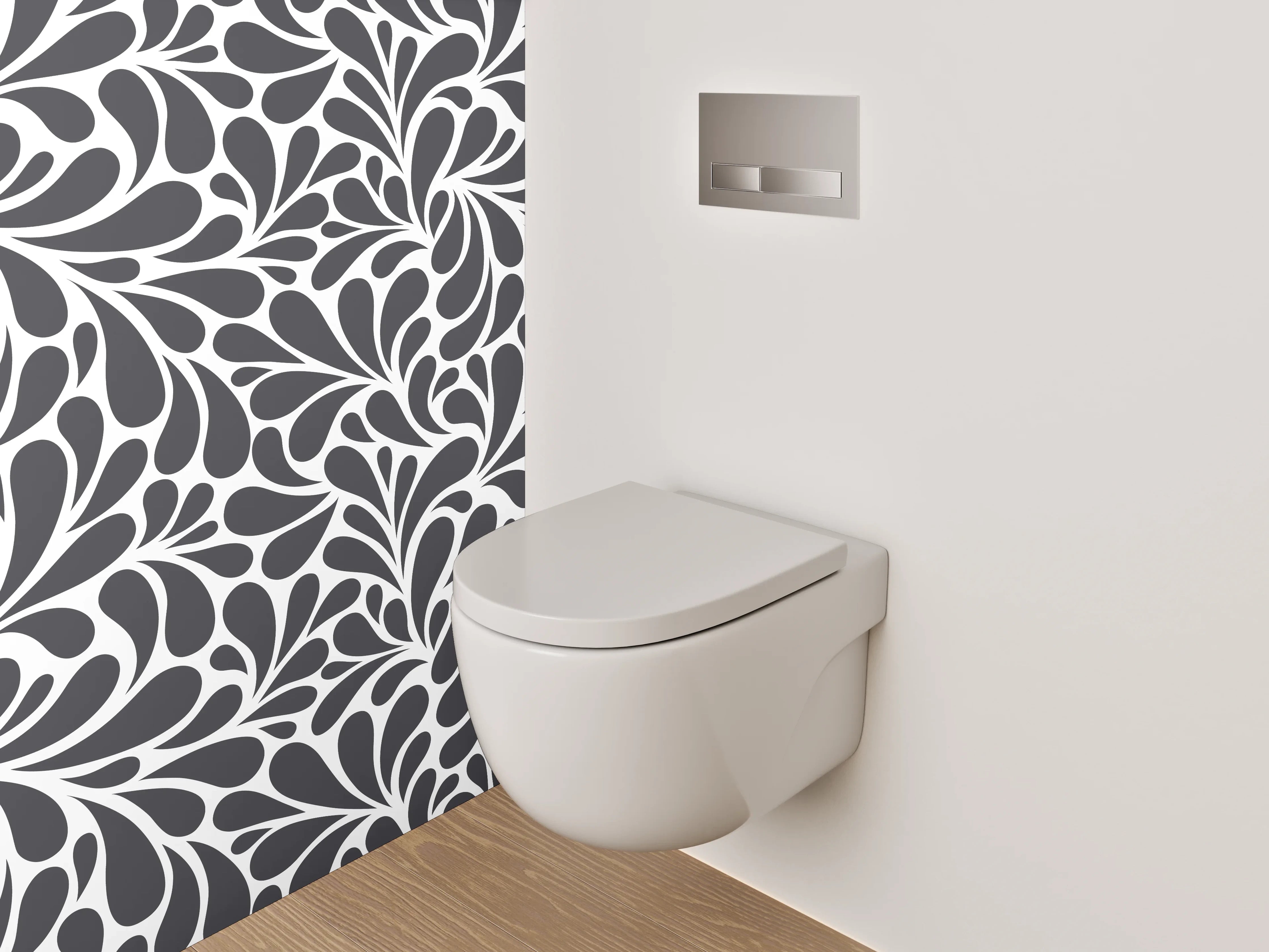 WC-Rückwand - Modernes Schwarz-Weiß-Wirbelmuster