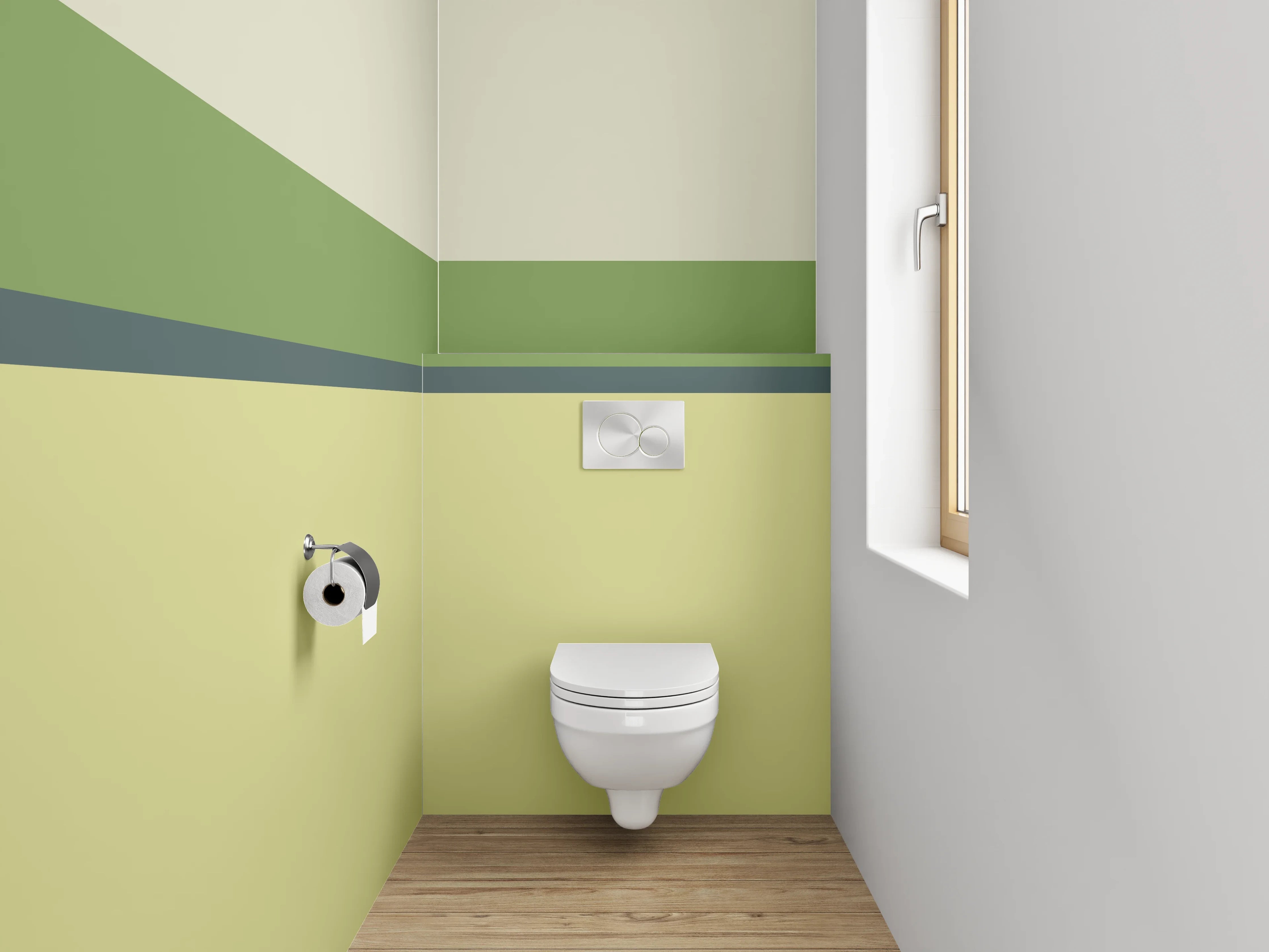 WC-Rückwand - Modernes Streifen Design Grün Gelb