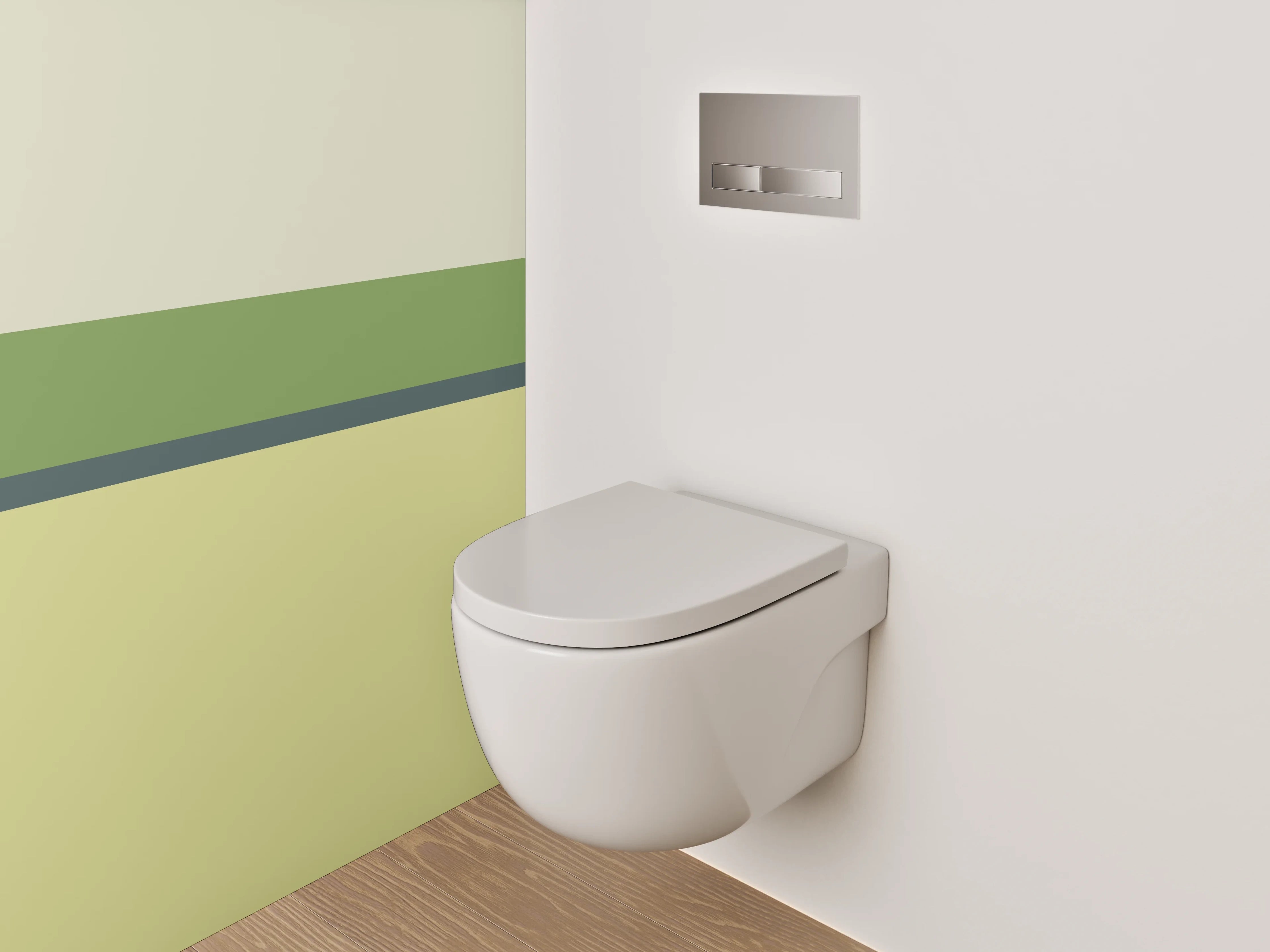 WC-Rückwand - Modernes Streifen Design Grün Gelb