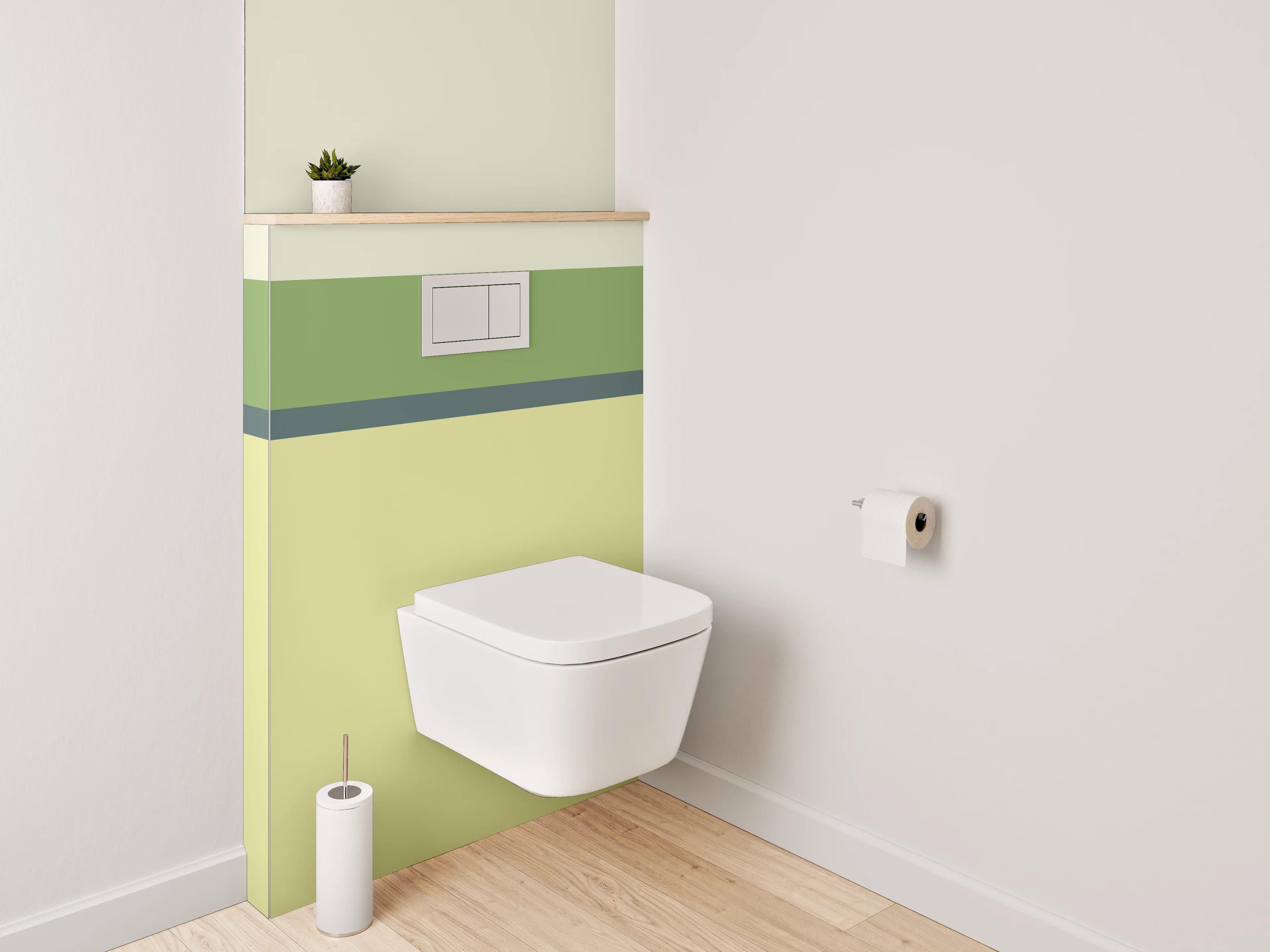 WC-Rückwand - Modernes Streifen Design Grün Gelb