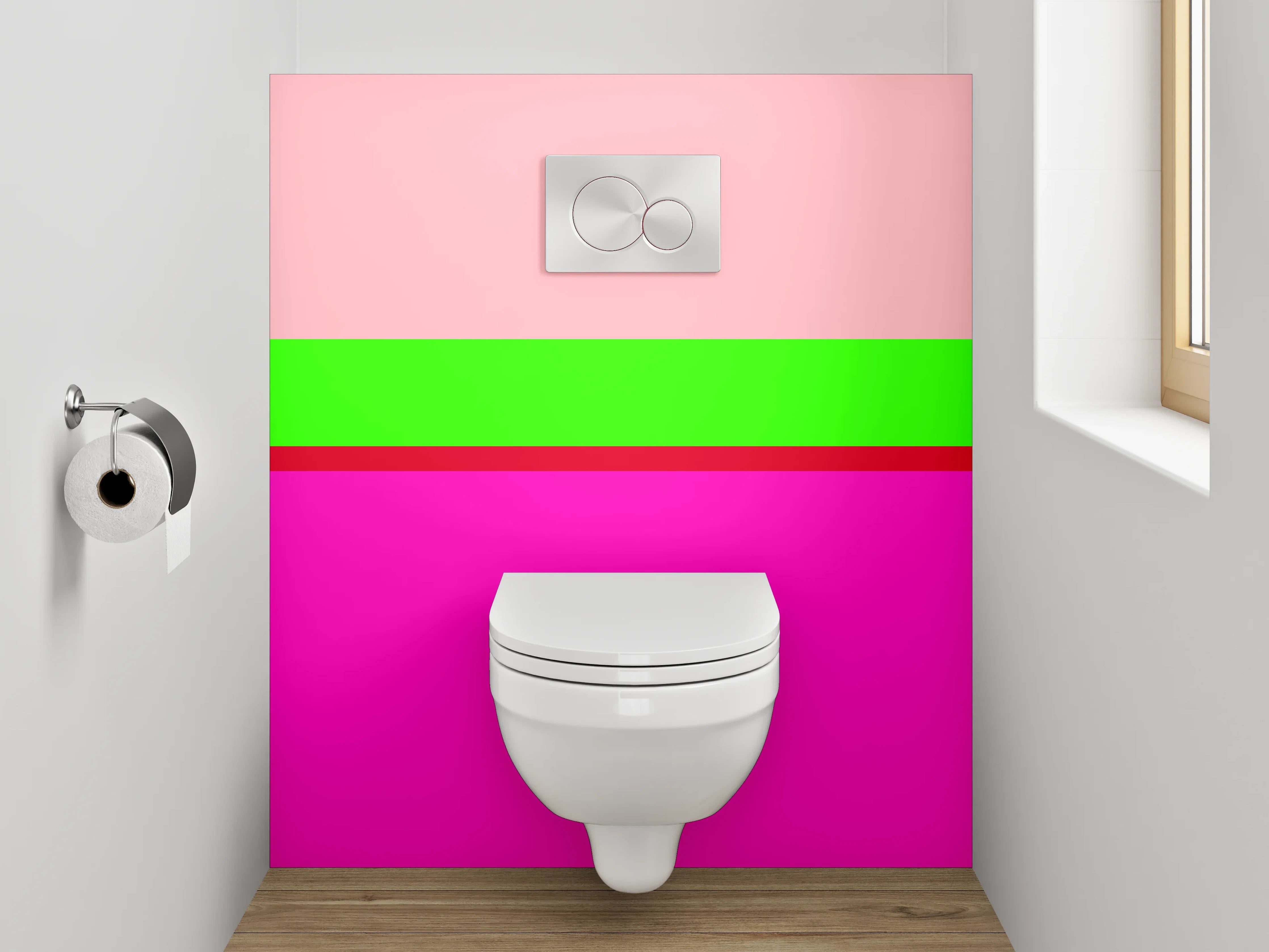 WC-Rückwand - Modernes Streifen-Design Pink Grün Rot
