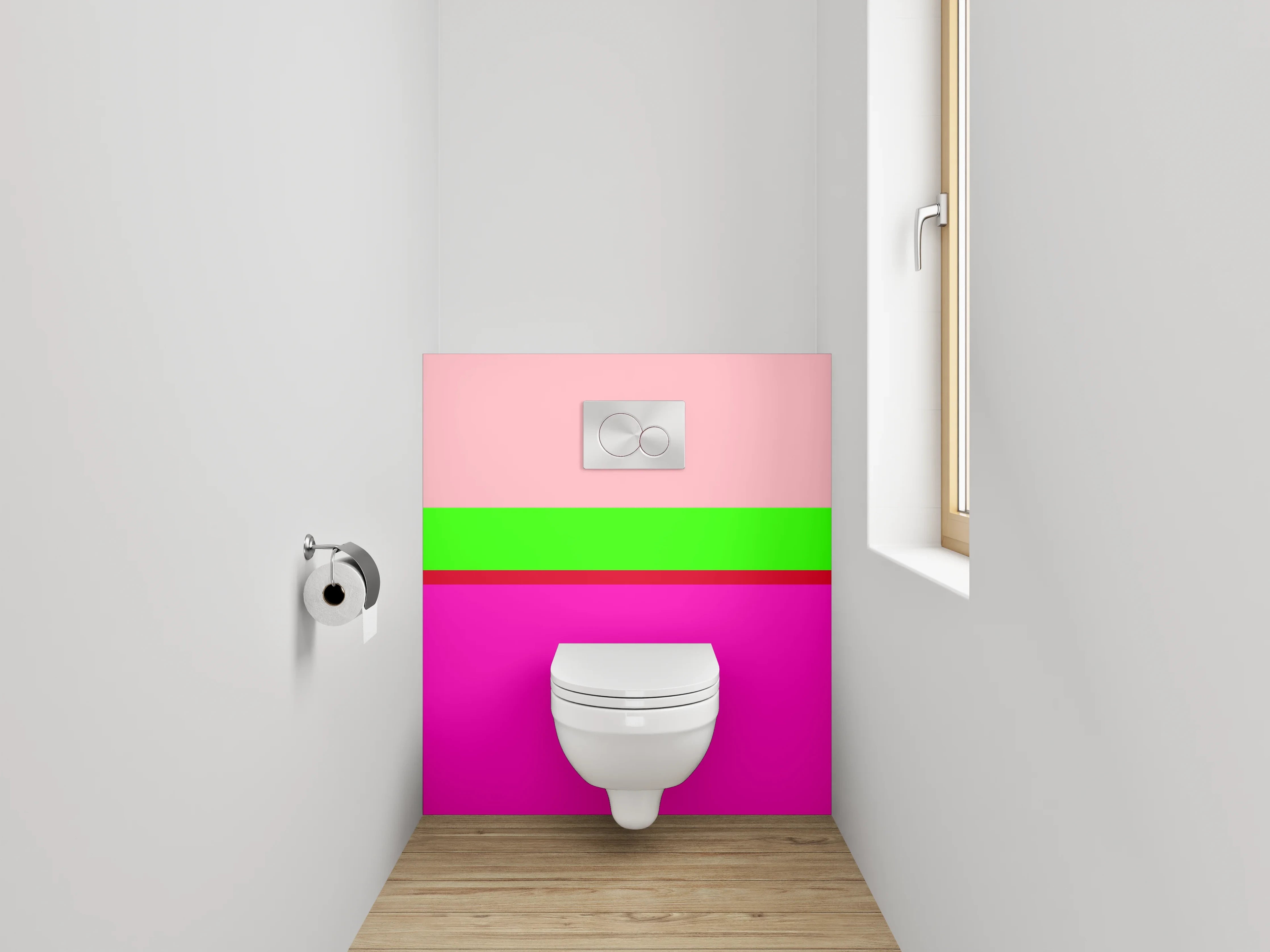 WC-Rückwand - Modernes Streifen-Design Pink Grün Rot