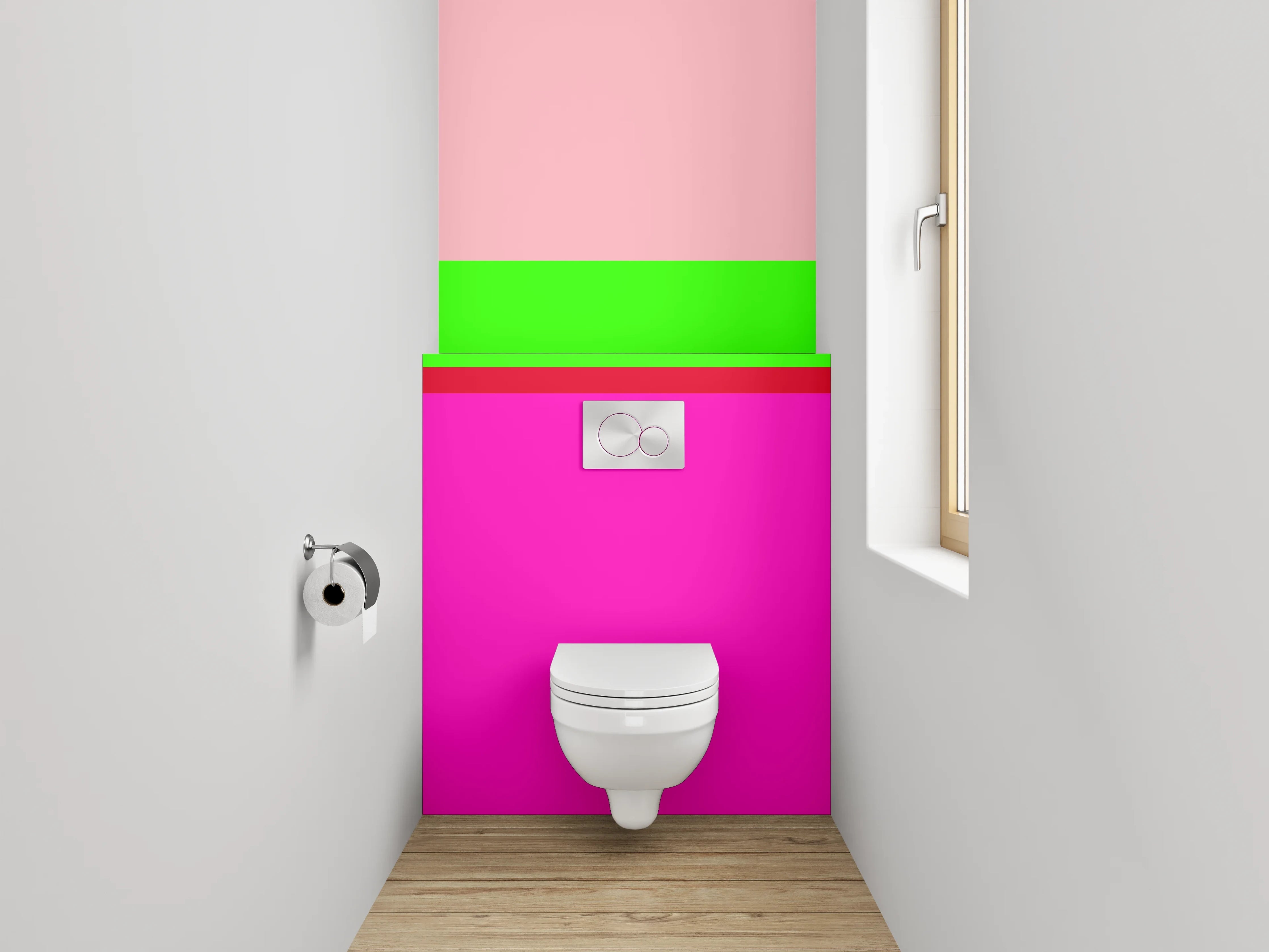 WC-Rückwand - Modernes Streifen-Design Pink Grün Rot