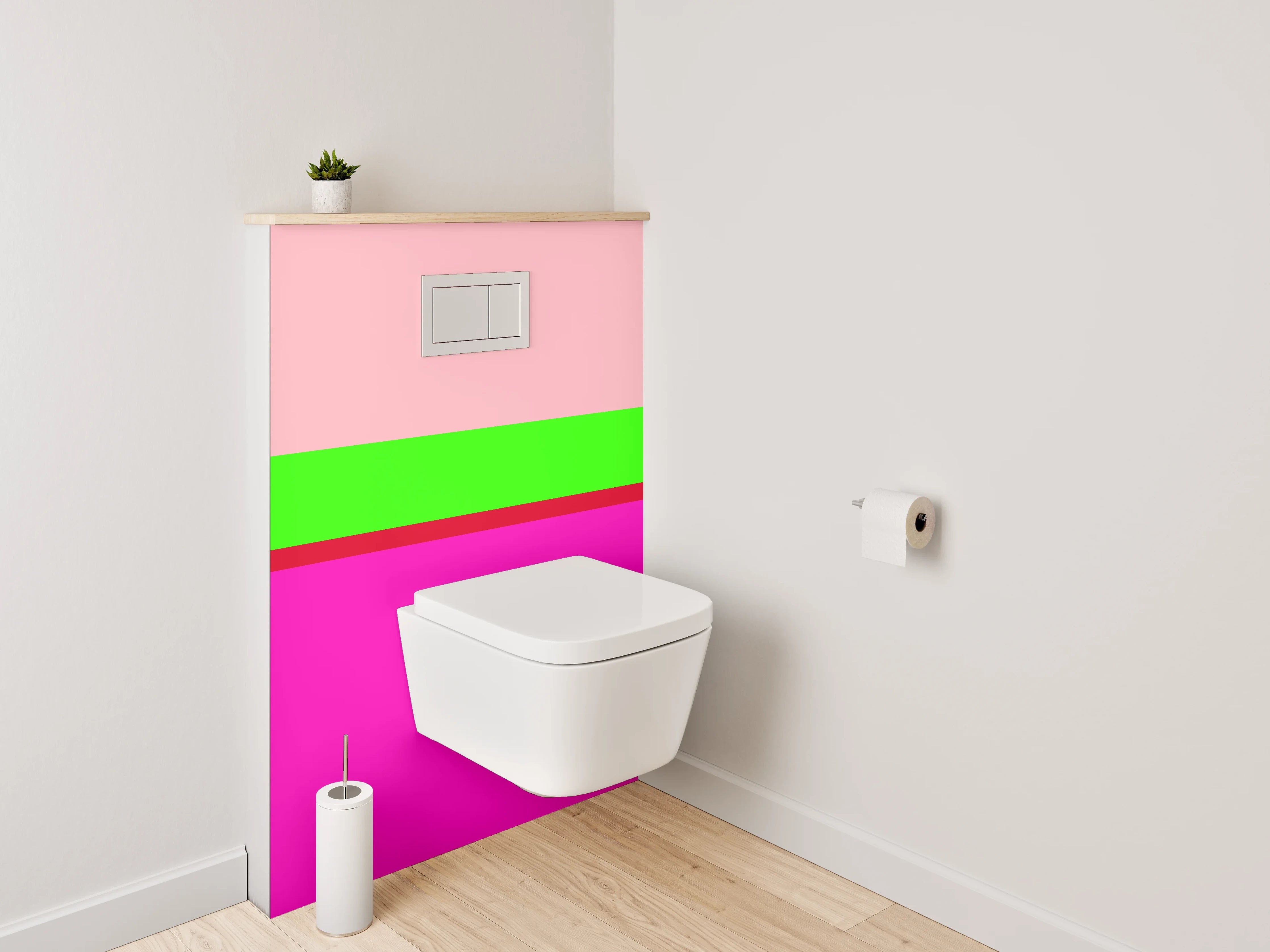 WC-Rückwand - Modernes Streifen-Design Pink Grün Rot