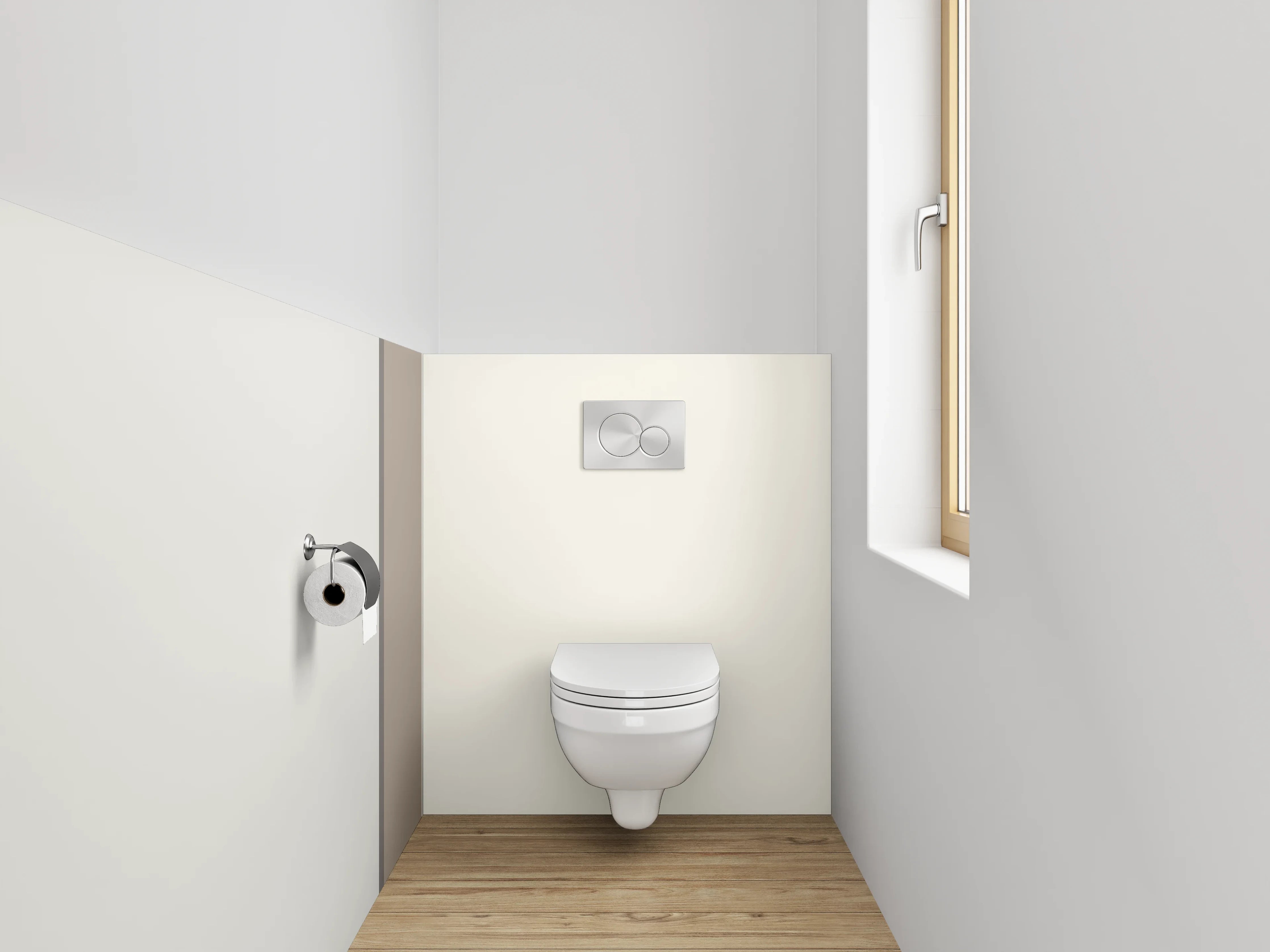 WC-Rückwand - Modernes Streifendekor Weiß Beige Grau