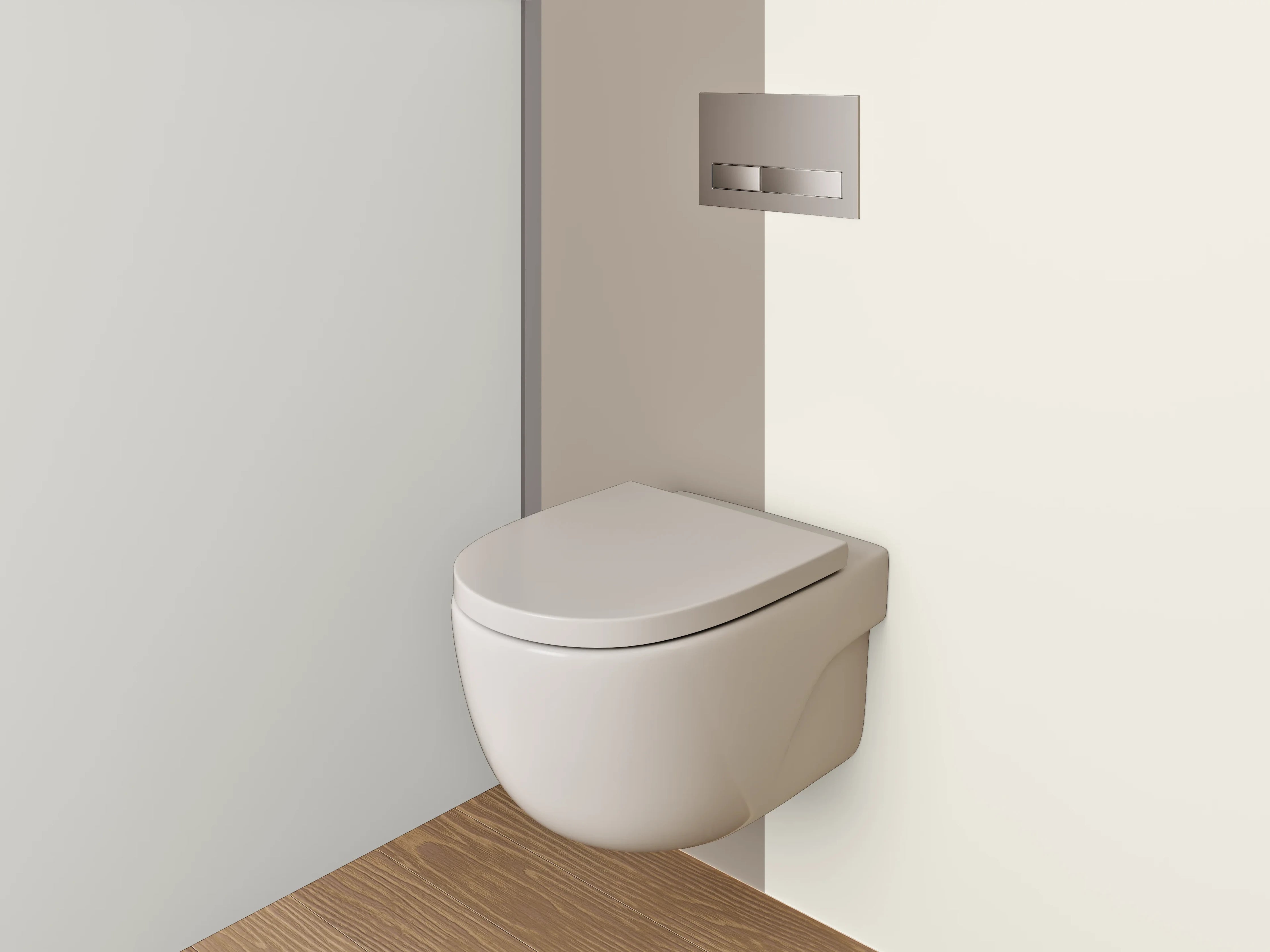 WC-Rückwand - Modernes Streifendekor Weiß Beige Grau