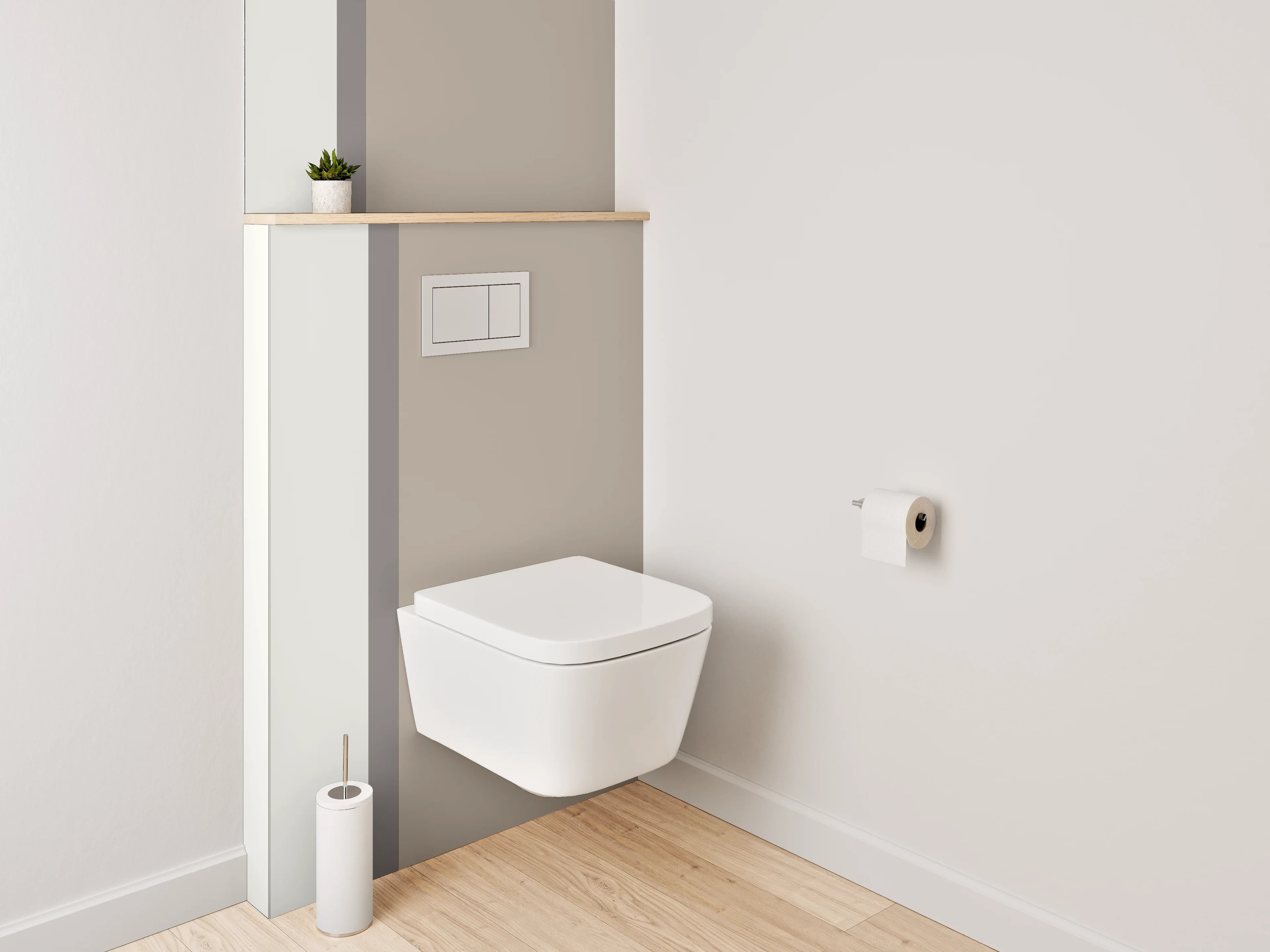 WC-Rückwand - Modernes Streifendekor Weiß Beige Grau