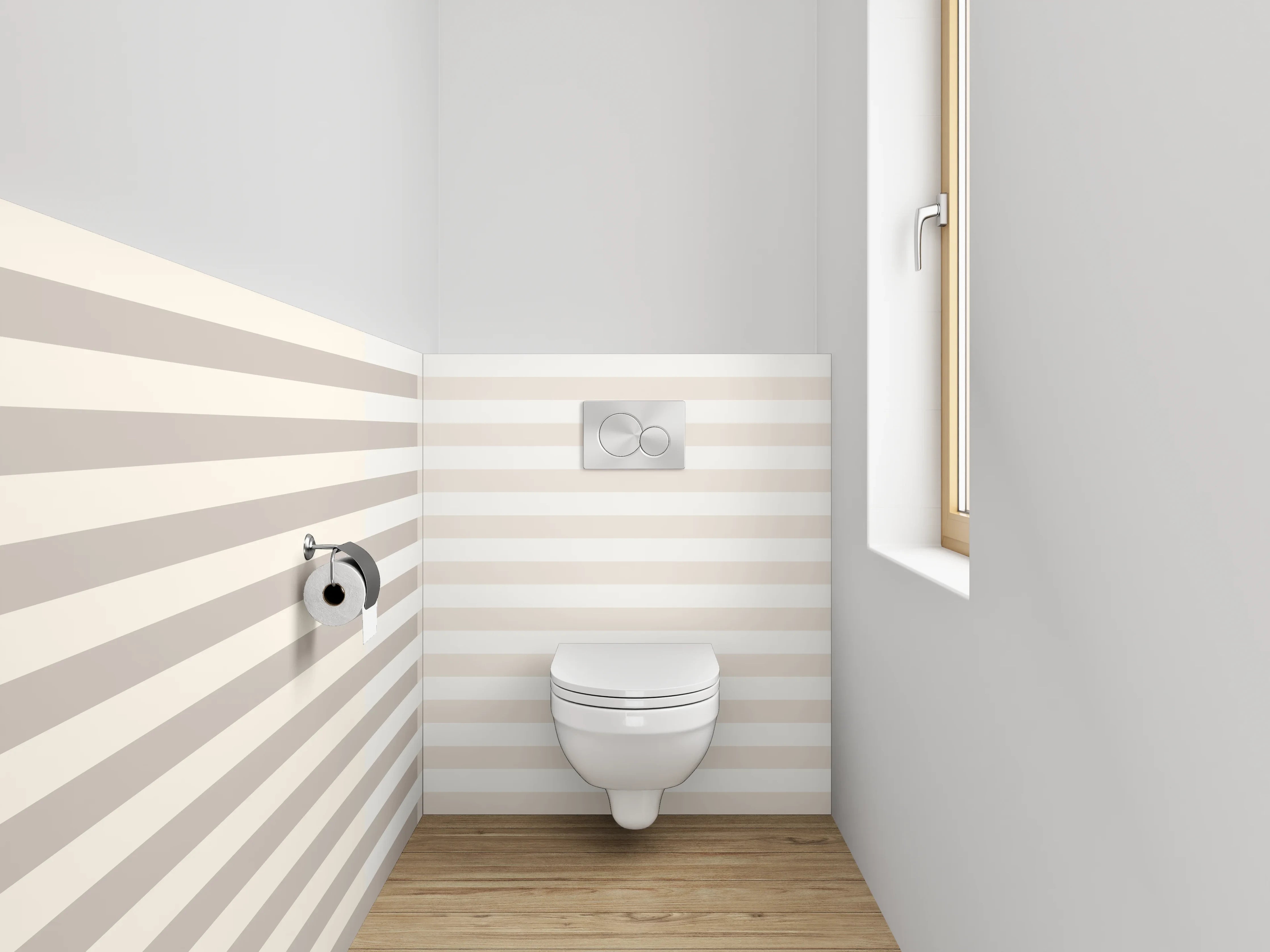 WC-Rückwand - Modernes Streifenmuster Beige Grau Weiß