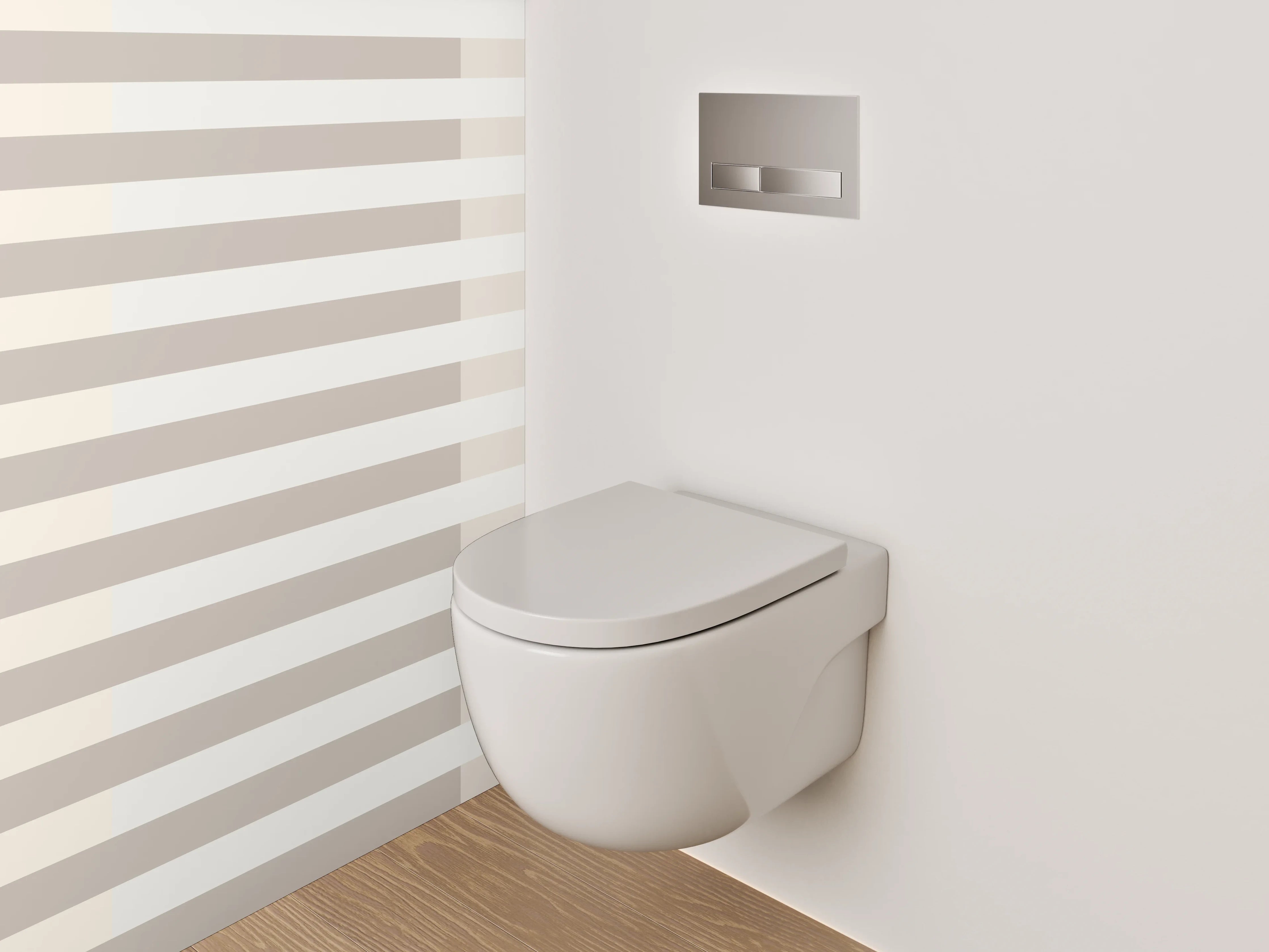 WC-Rückwand - Modernes Streifenmuster Beige Grau Weiß