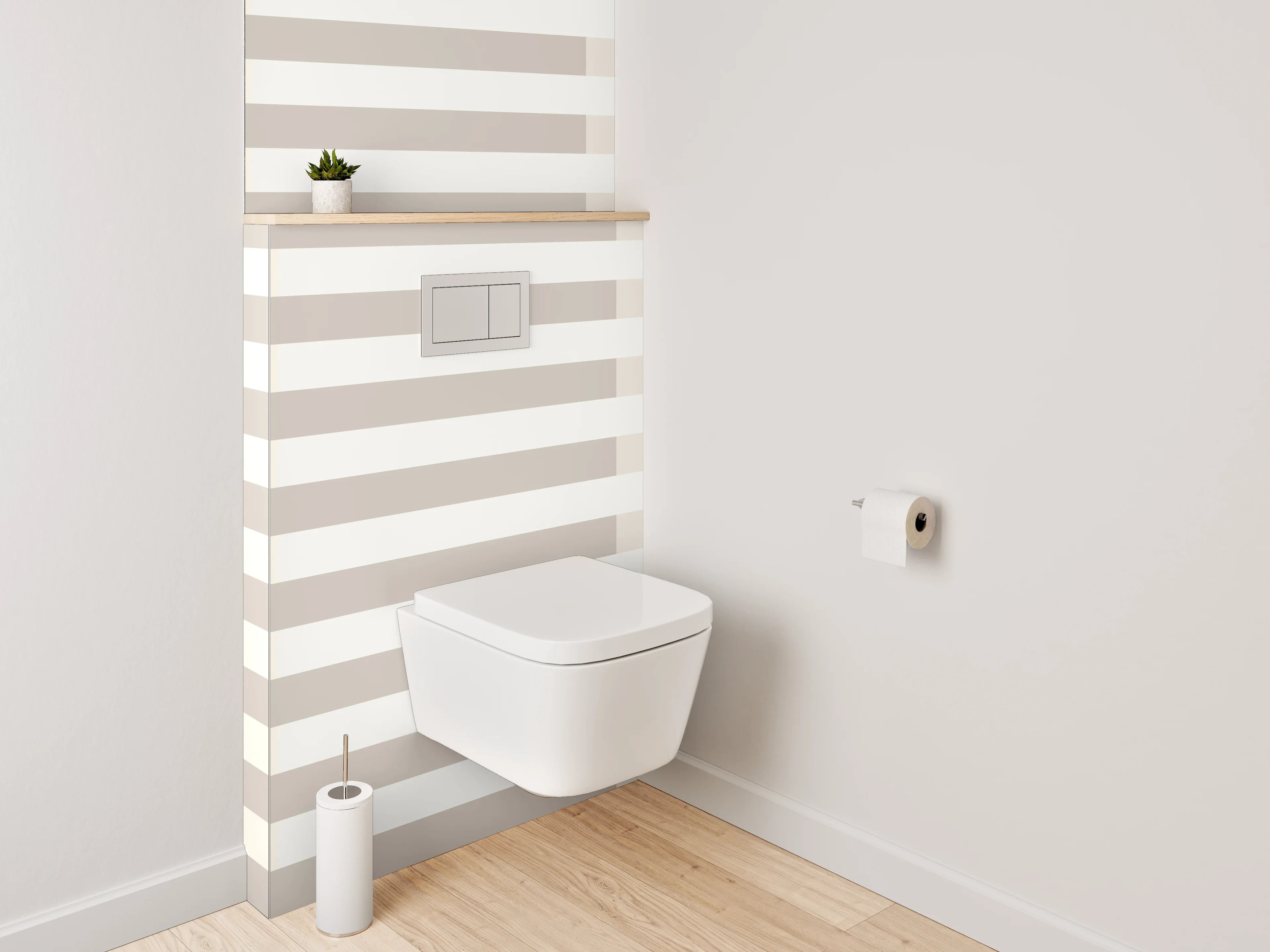 WC-Rückwand - Modernes Streifenmuster Beige Grau Weiß