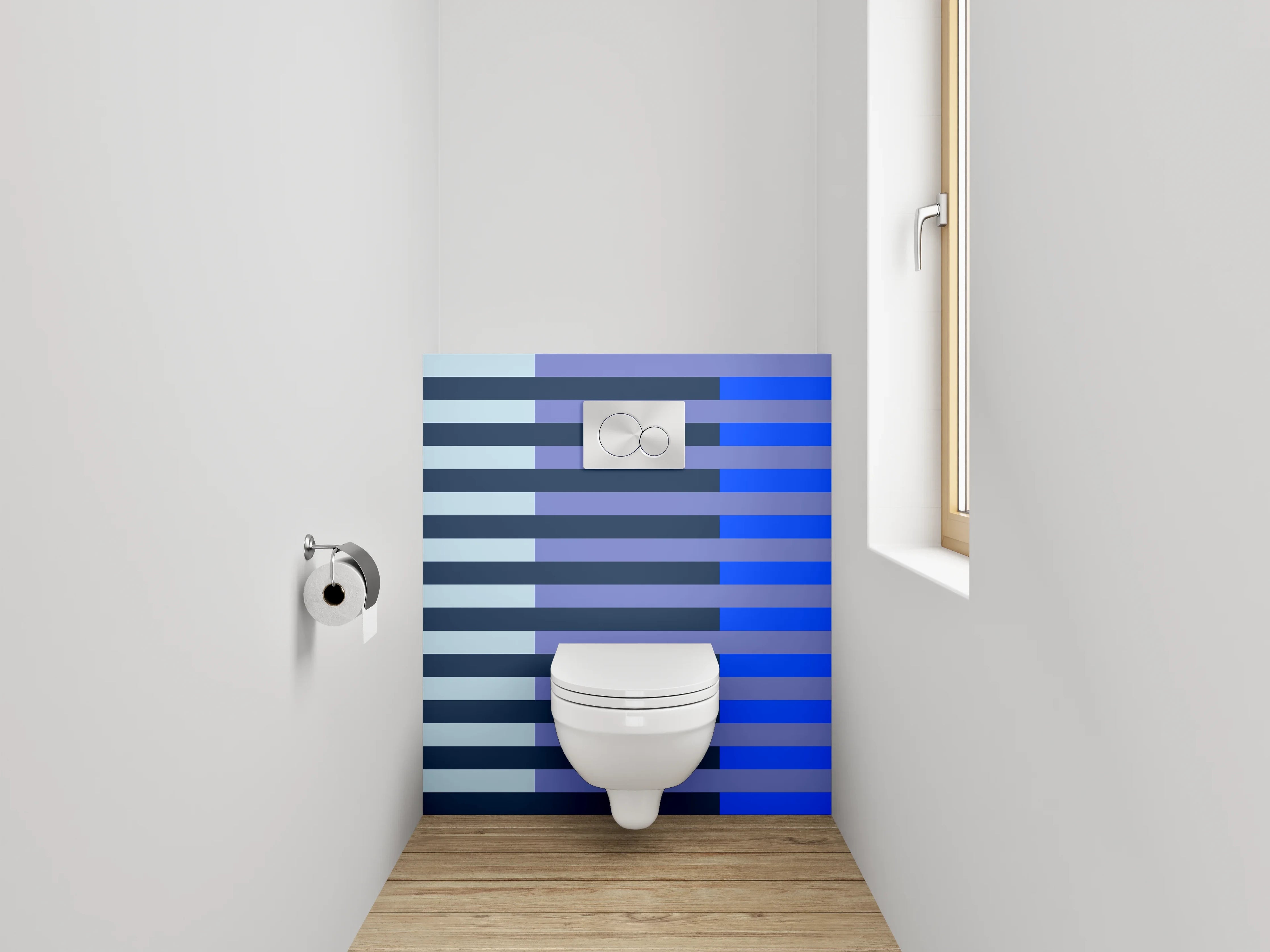 WC-Rückwand - Modernes Streifenmuster Blau Grau