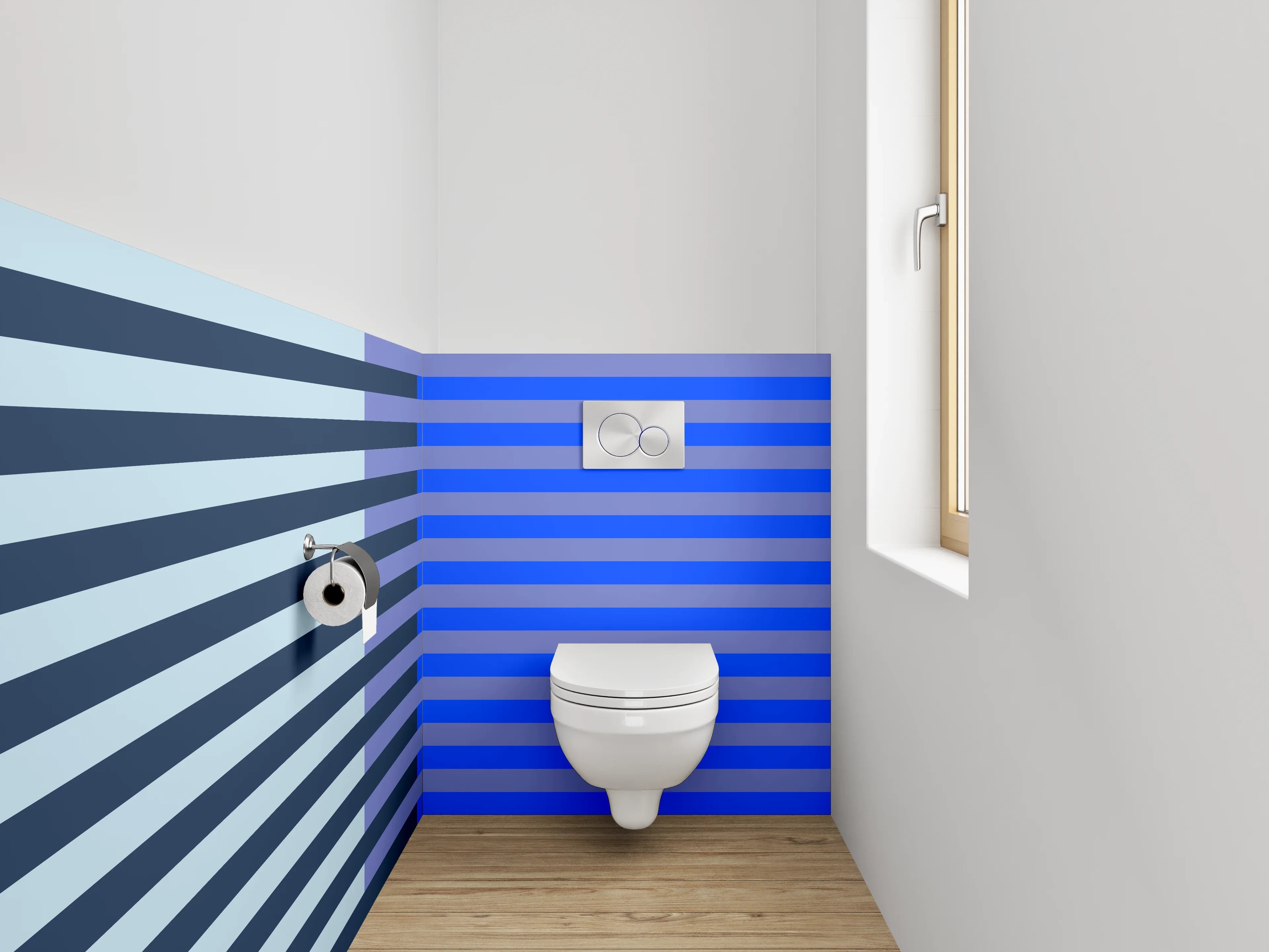 WC-Rückwand - Modernes Streifenmuster Blau Grau