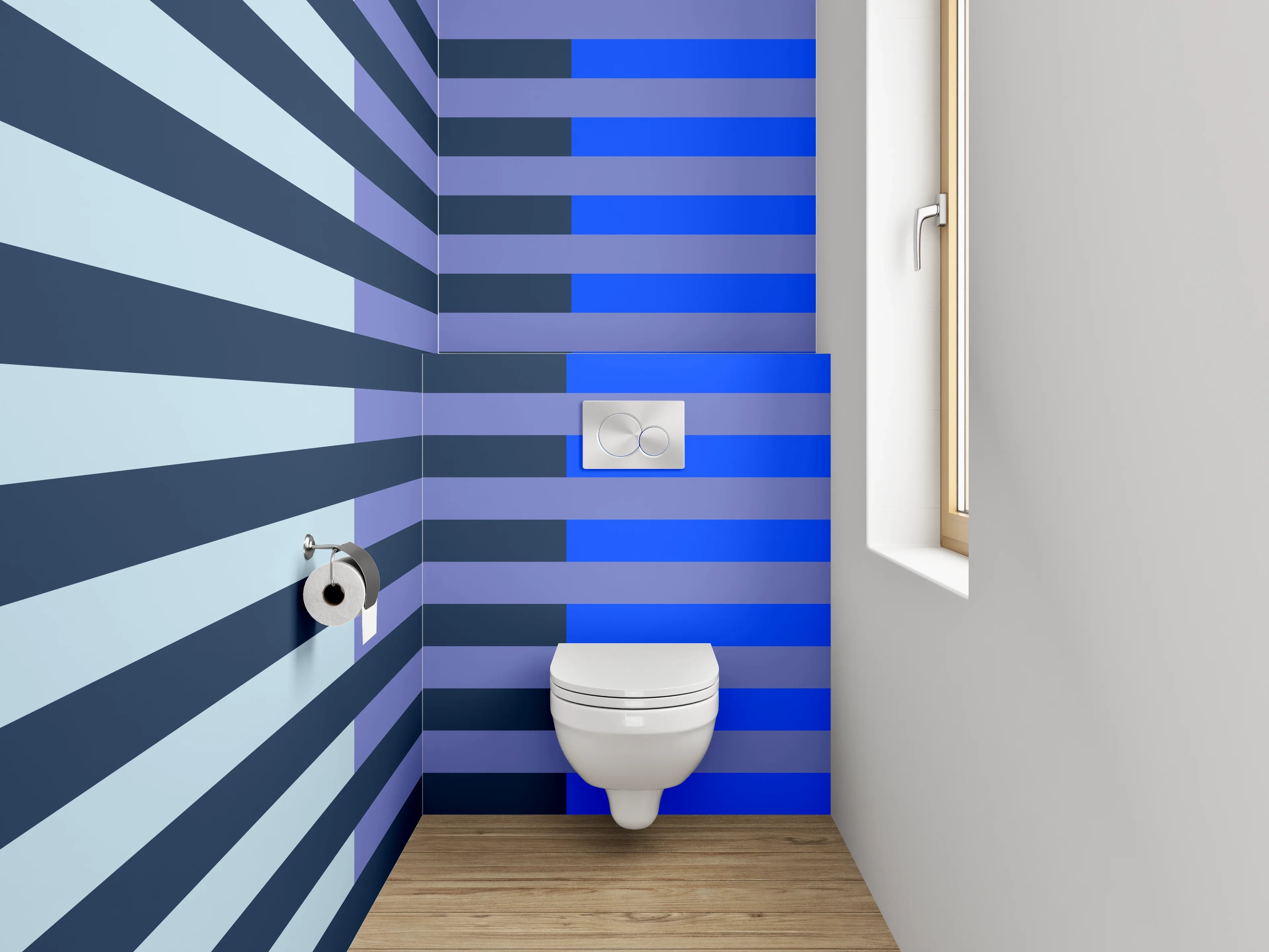 WC-Rückwand - Modernes Streifenmuster Blau Grau