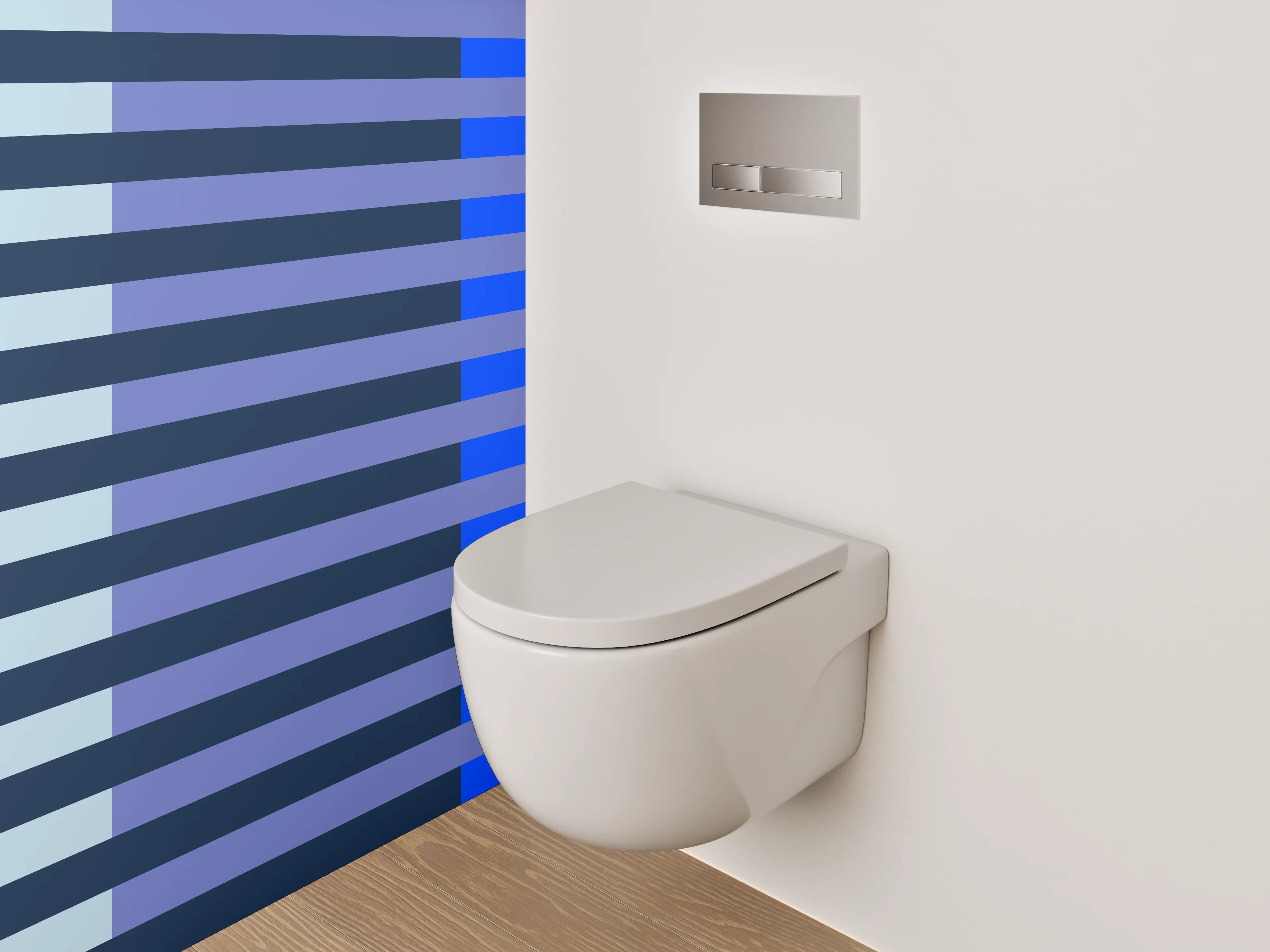 WC-Rückwand - Modernes Streifenmuster Blau Grau