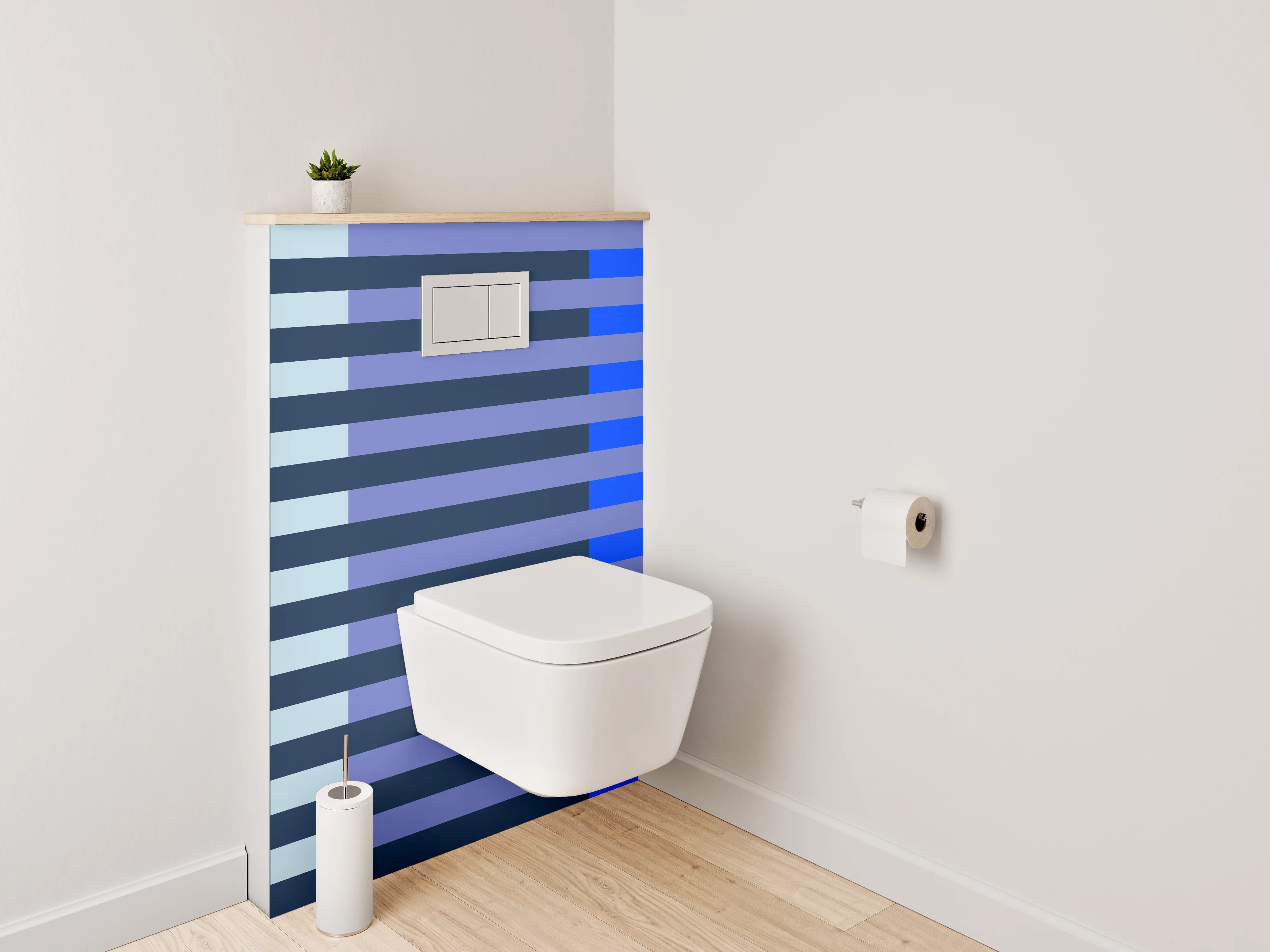WC-Rückwand - Modernes Streifenmuster Blau Grau