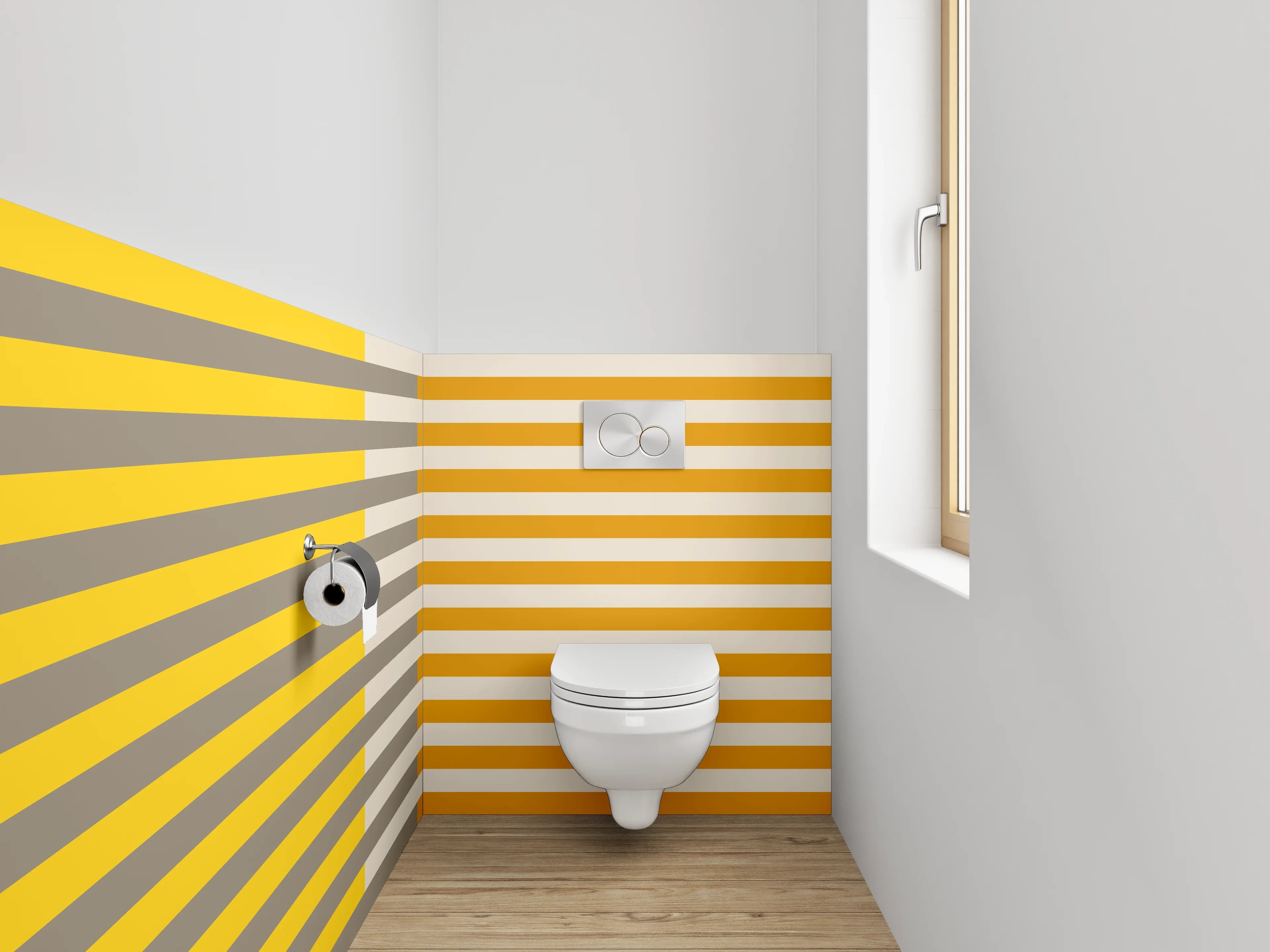 WC-Rückwand - Modernes Streifenmuster Gelb Grau Beige