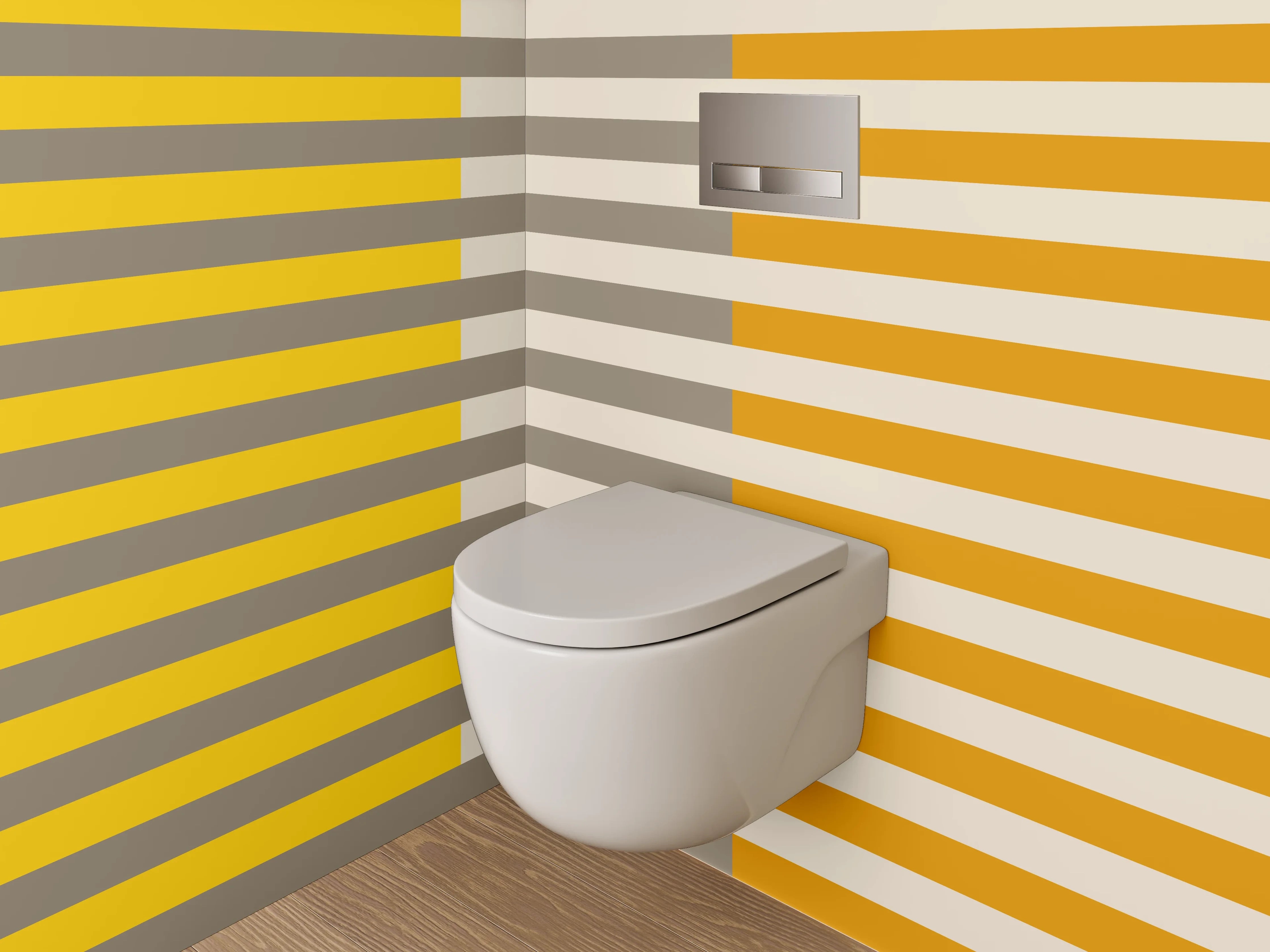 WC-Rückwand - Modernes Streifenmuster Gelb Grau Beige